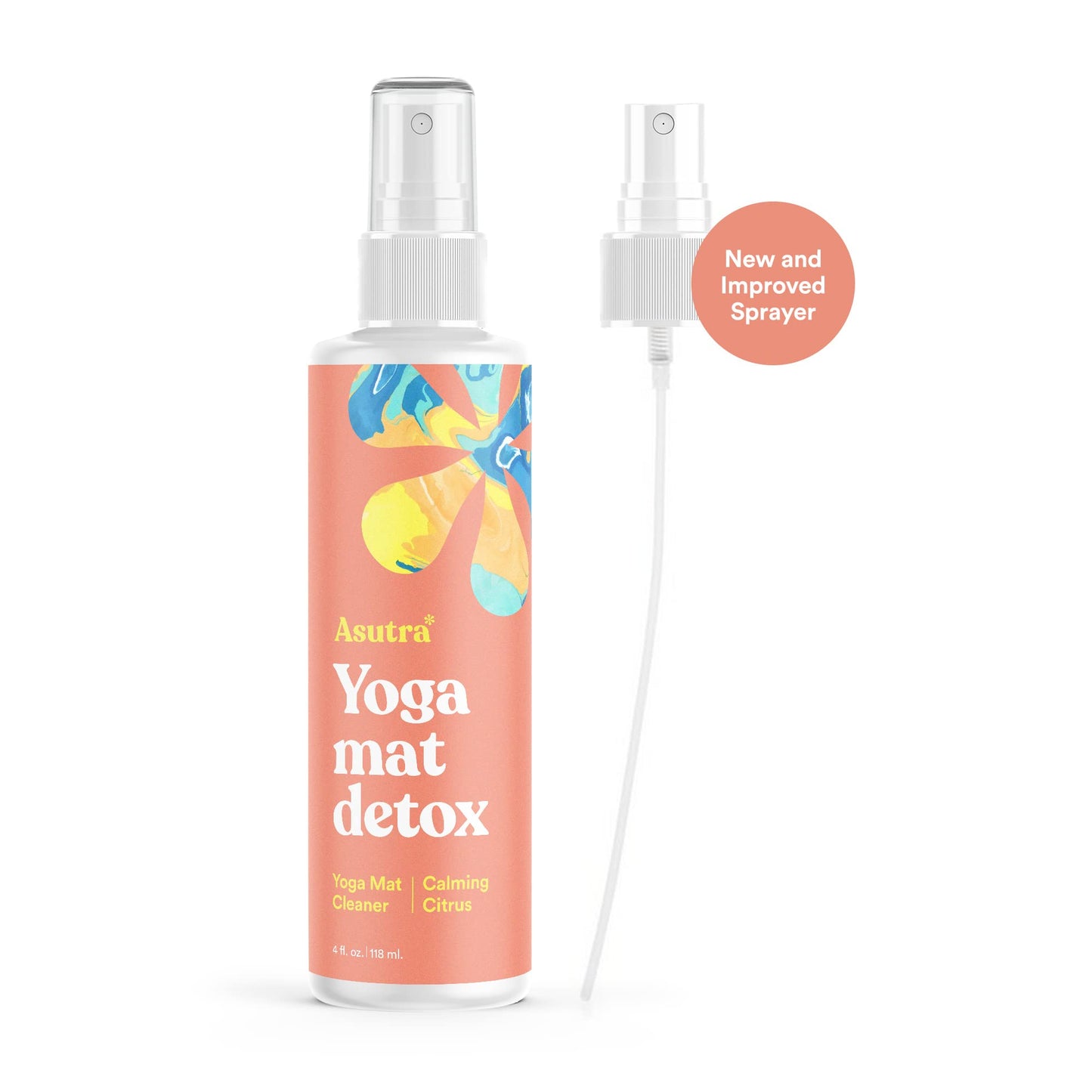 ASUTRA Yoga Mat Cleaner Spray (Calming Citrus), 4 fl oz - No Slippery Residue, Organic Essential Oils, Deep-Cleansing for Fitness Gear & Gym Equipment, Microfiber Towel Included