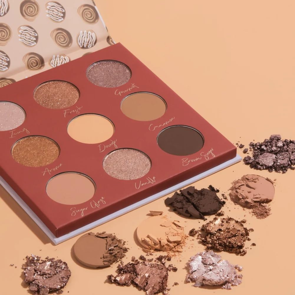 Beauty Bakerie Cosmetics Highly Pigmented Eye Shadow Makeup Palette, Sparkly/Glitter/Shimmer/Metallic/Matte Eyeshadow Look, Vegan, Cruelty-Free, Paraben-Free, 9 Shades, Sugar Cookies