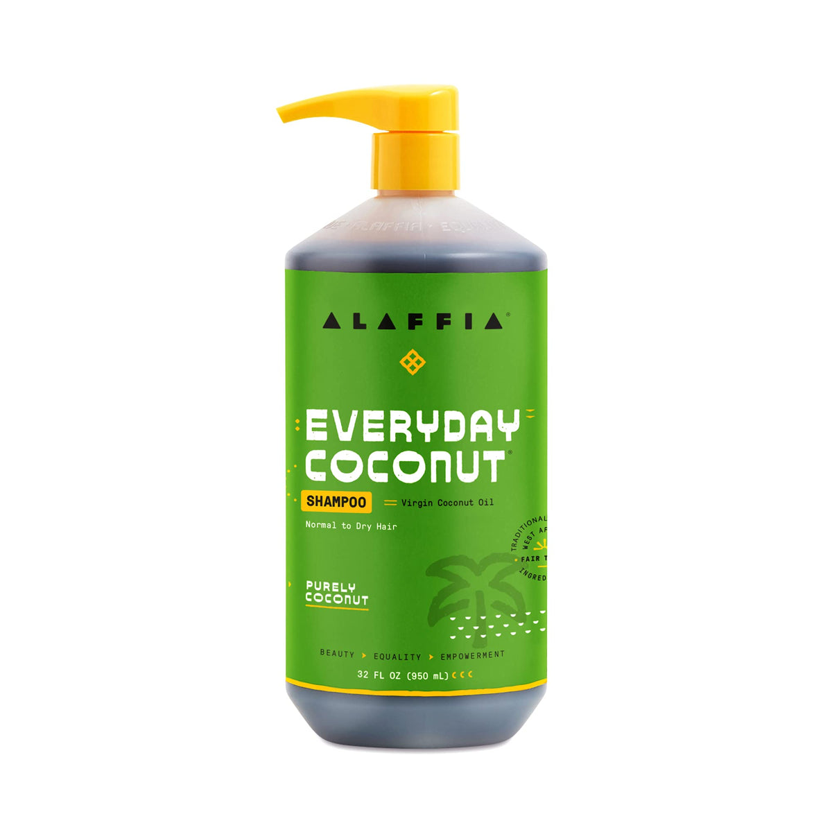 Alaffia EveryDay Coconut Shampoo - Normal to Dry Hair, Helps Gently Clean Scalp and Hair of Impurities with Ginger and Coconut Oil, Fair Trade, Purely Coconut 32 Fl Oz