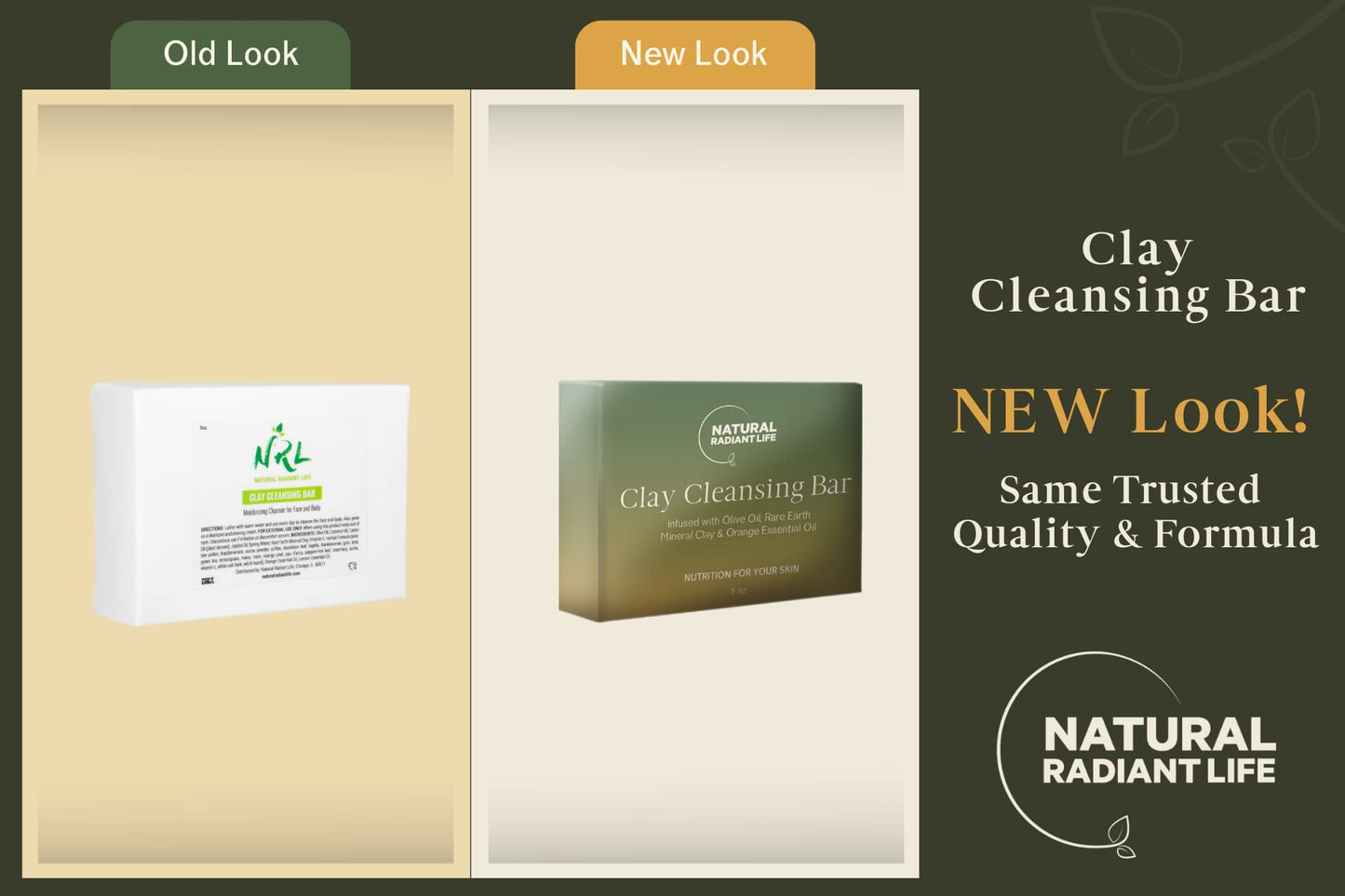 Natural Radiant Life Organic Clay Soap Bar - 5 Oz - Clarifying and Hydrating Bar Soap with Rare Earth Mineral Clay and Olive Oil - Ideal for Acne, Dermatitis, Psoriasis, Hyperpigmentation - Gentle