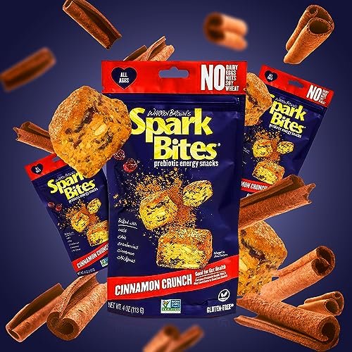 SPARK BITES - Cinnamon Crunch (Pack of 6) Allergen Free Vegan Healthy Energy Snack - A Steady Release of Wholesome Energy with NONE OF THE TOP 9 ALLERGENS - Vegan, Non-GMO, Gluten-Free