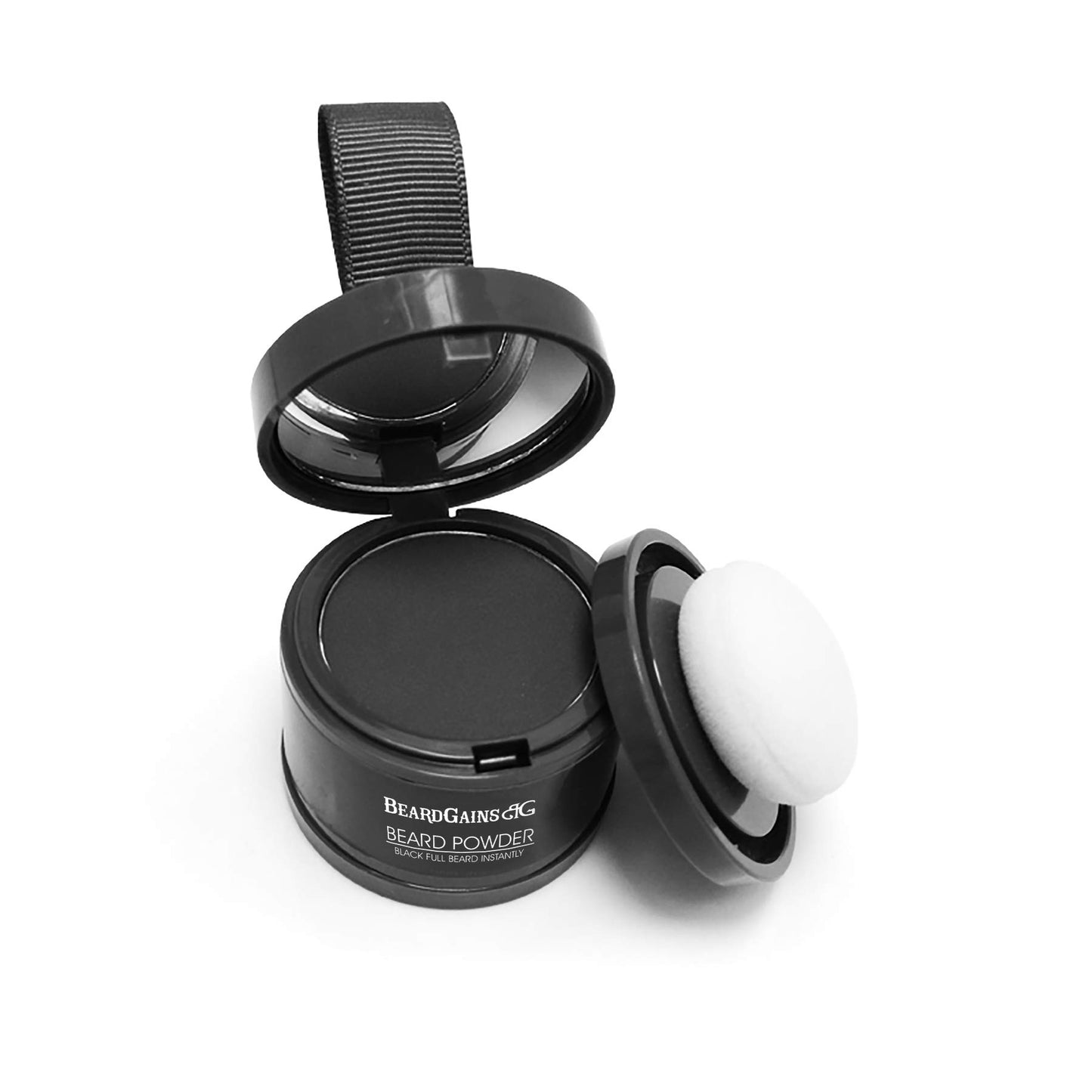 BEARD GAINS Men's Black Temporary Beard Filler, Cover-Up Bald spots, Fill Patches & Add Volume to Facial Hairs Powder | Change Color in Seconds | Easy to Wash (Black Patch & Full Beard Powder)