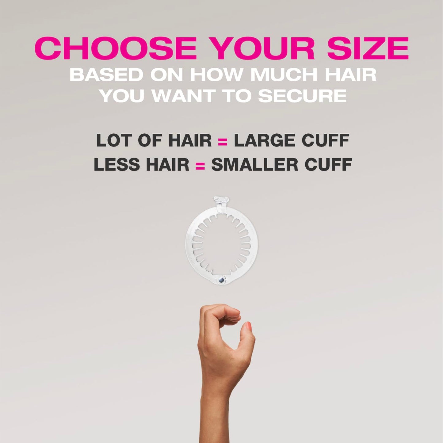 PuffCuff Junior 3" Hair Clamp, For All Natural Curly, Thick, Kinky, Textured, Locs, or Braided Hair, Painless, Damage-Free Styling Tool Made Specifically for Big Hair, Clear, 2 Pieces