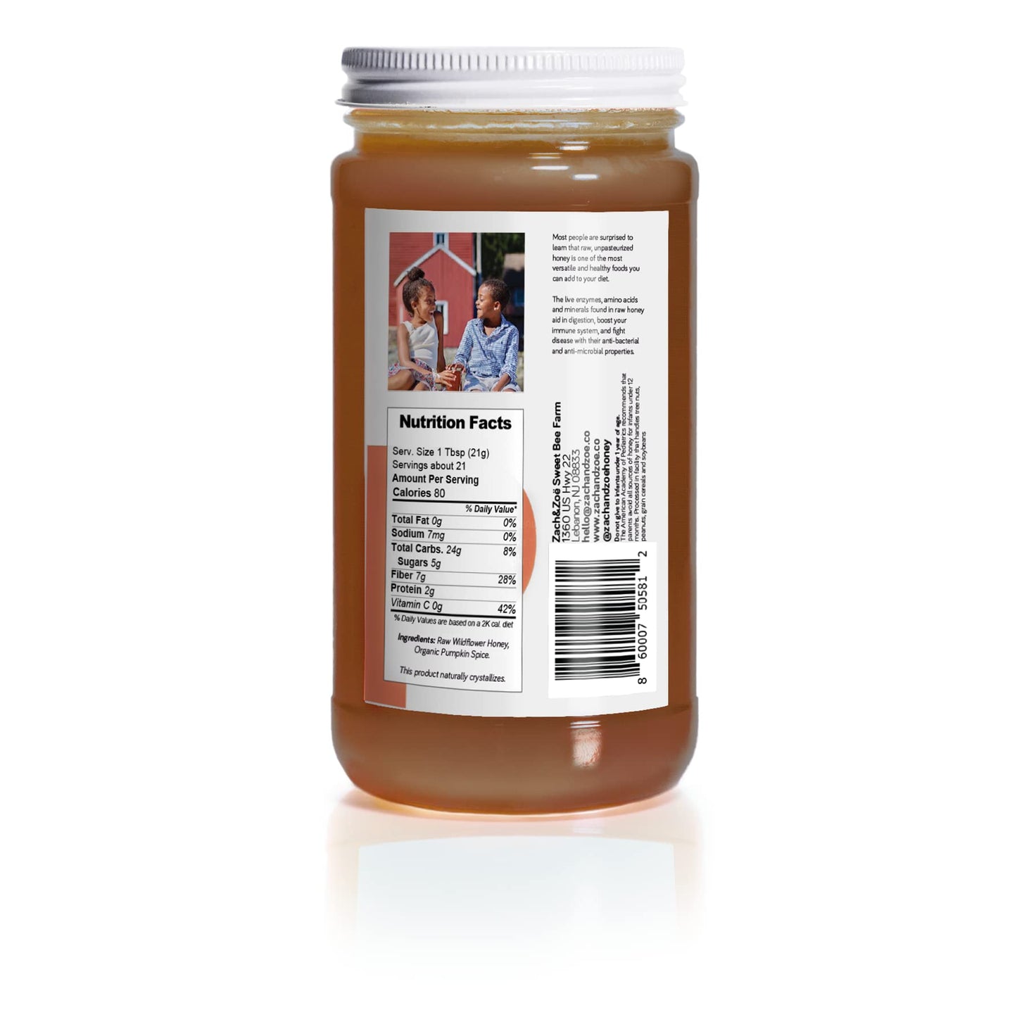 Unfiltered Raw Honey by Zach & Zoe Sweet Bee Farm – Pure Farm Raised Honey Packed with Powerful Anti-oxidants, Amino Acids, Enzymes, and Vitamins! (Creamed Pumpkin Spice- 16oz)