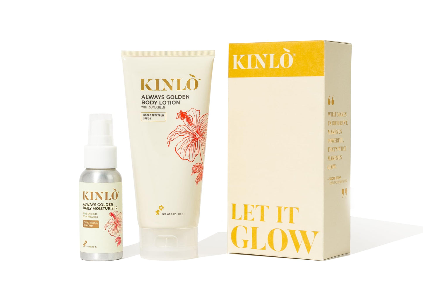 KINLO Always Golden Duo Set - Tinted Sunscreen SPF for Face and Body Kit for Melanin Rich Skin | Black Owned Skincare| Made in USA