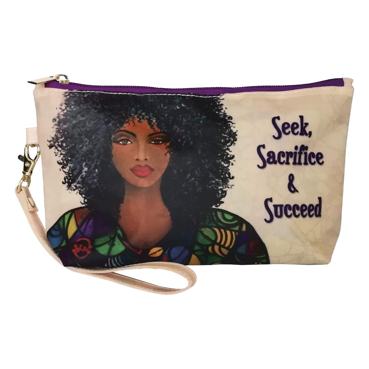 Shades of Color Cosmetic Pouch, Seek Sacrifice & Succeed, 9 x 5 inches (CP133)