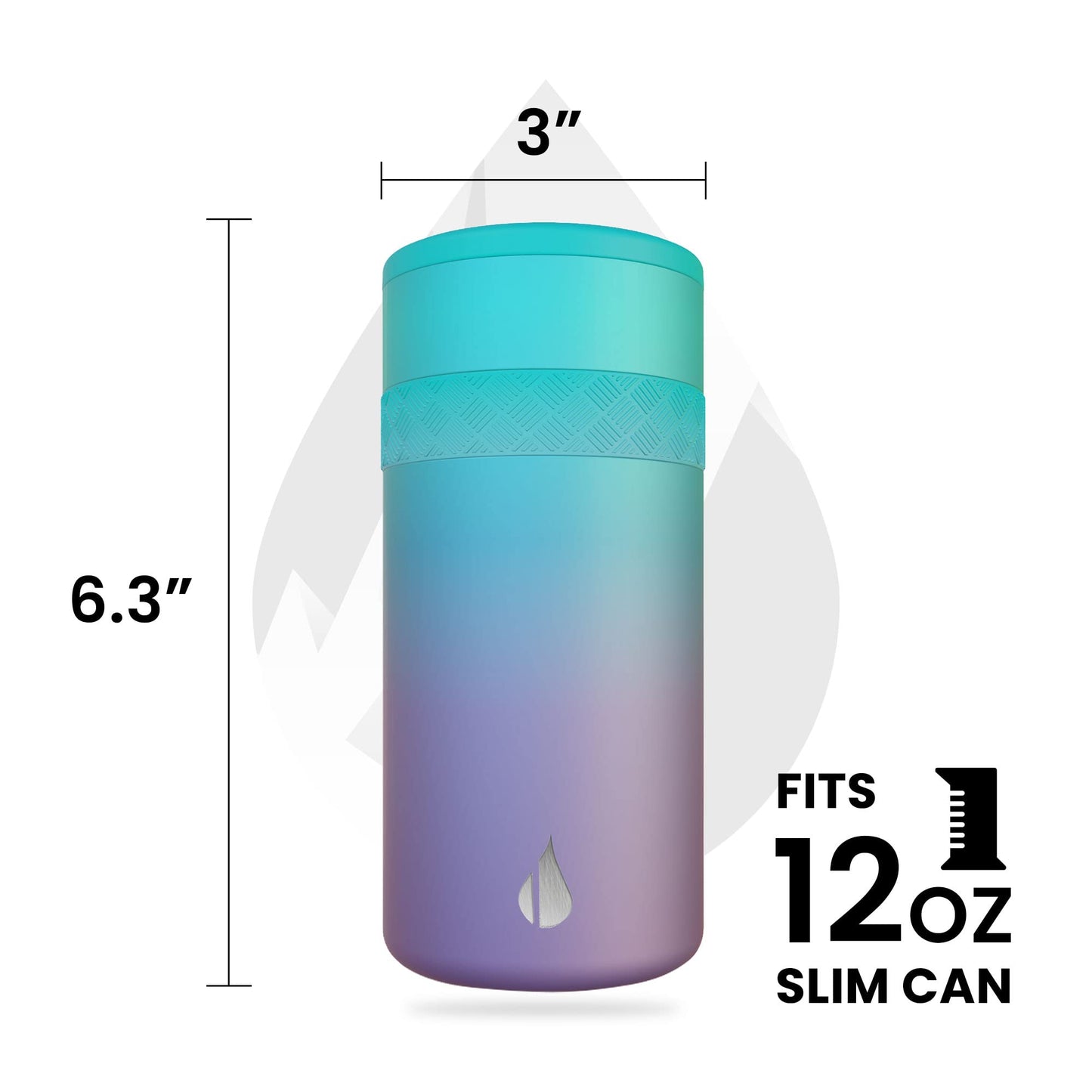 Elemental Insulated Slim Can Cooler, Triple Wall Stainless Steel Skinny Can Cooler - Drink Cooler Insulator for 12oz Skinny Seltzers, Beer, Soda Cans - Mermaid