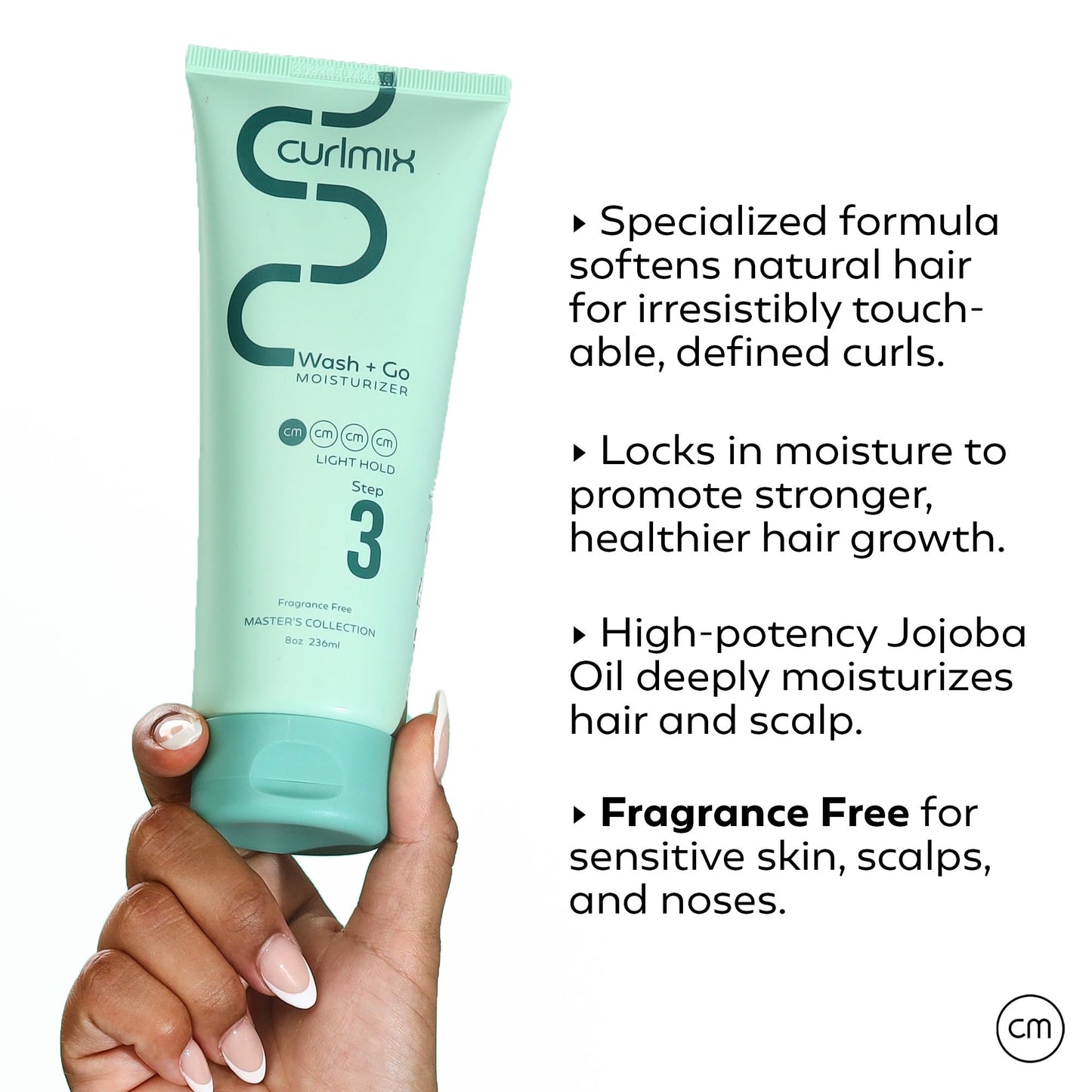 CurlMix Moisturizer for Curly Hair -Travel Size Sample 3.4 oz - Jojoba Oil Softens & Hydrates Hair - Light Hold - Fragrance-Free