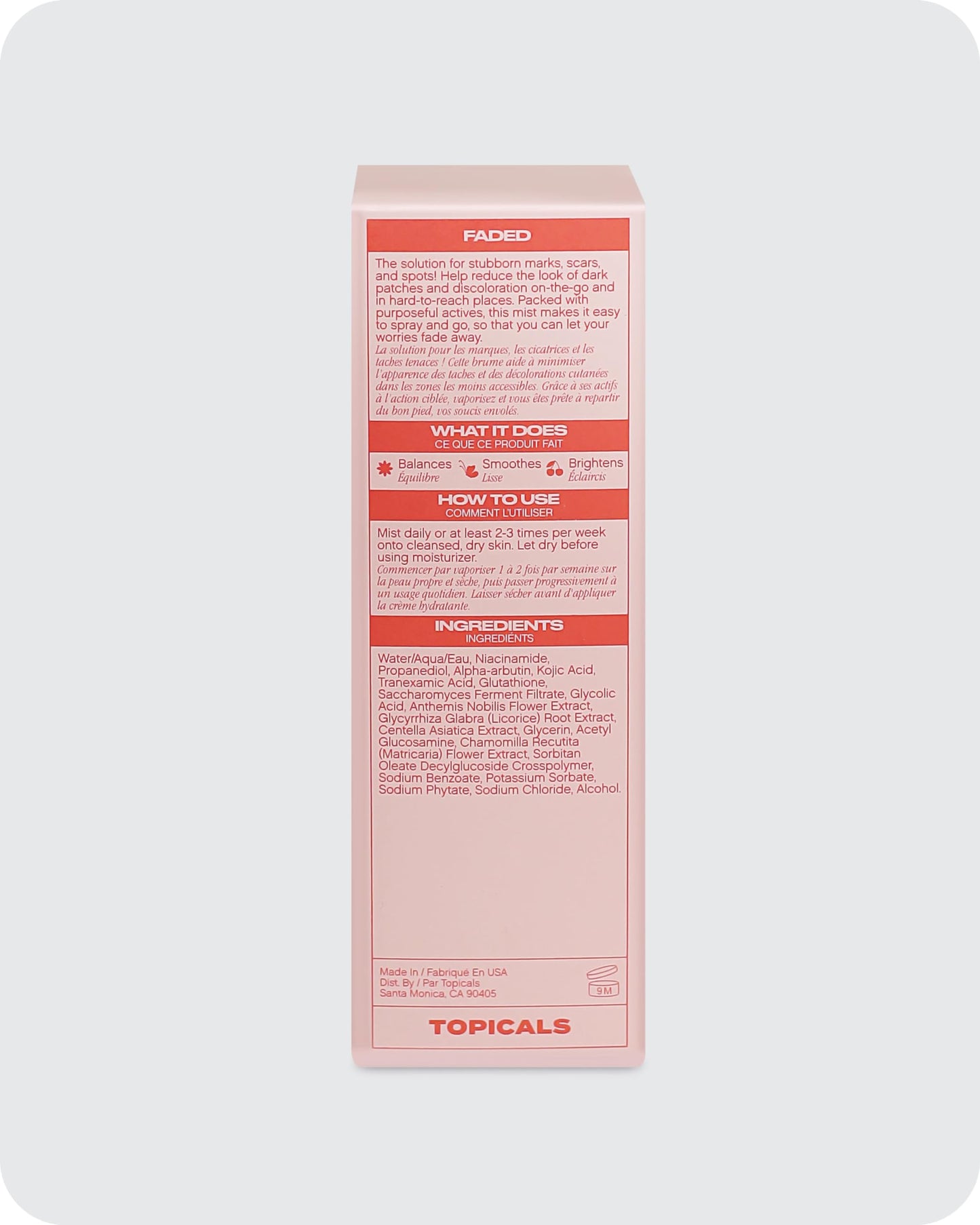 Topicals Faded Skin Serum Mist for Brightening and Clearing Uneven Skin Tone - Made with Tranexamic Acid and Niacinamide to Fade Your Toughest Marks, Spots and Scars (3.4 Fl Oz)