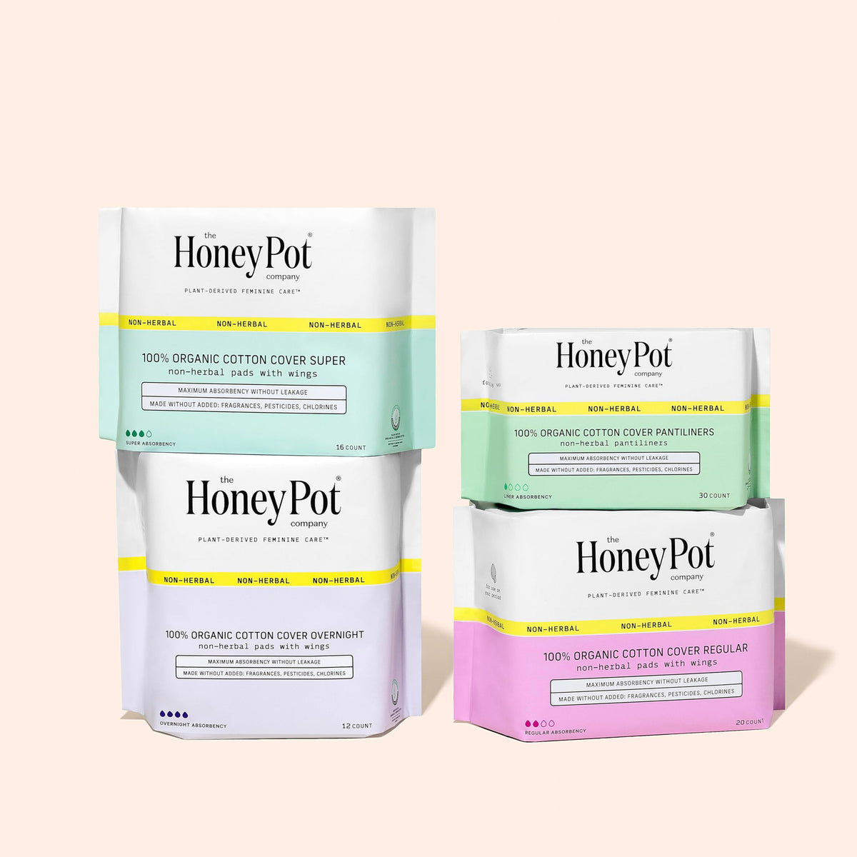 The Honey Pot Company - Panty Liners for Women - Non-Herbal Everyday Liners - Organic Cotton Cover & Ultra-Absorbent Pulp Core - Sanitary Pads for Women - Feminine Care - FSA & HSA Eligible - 30 ct