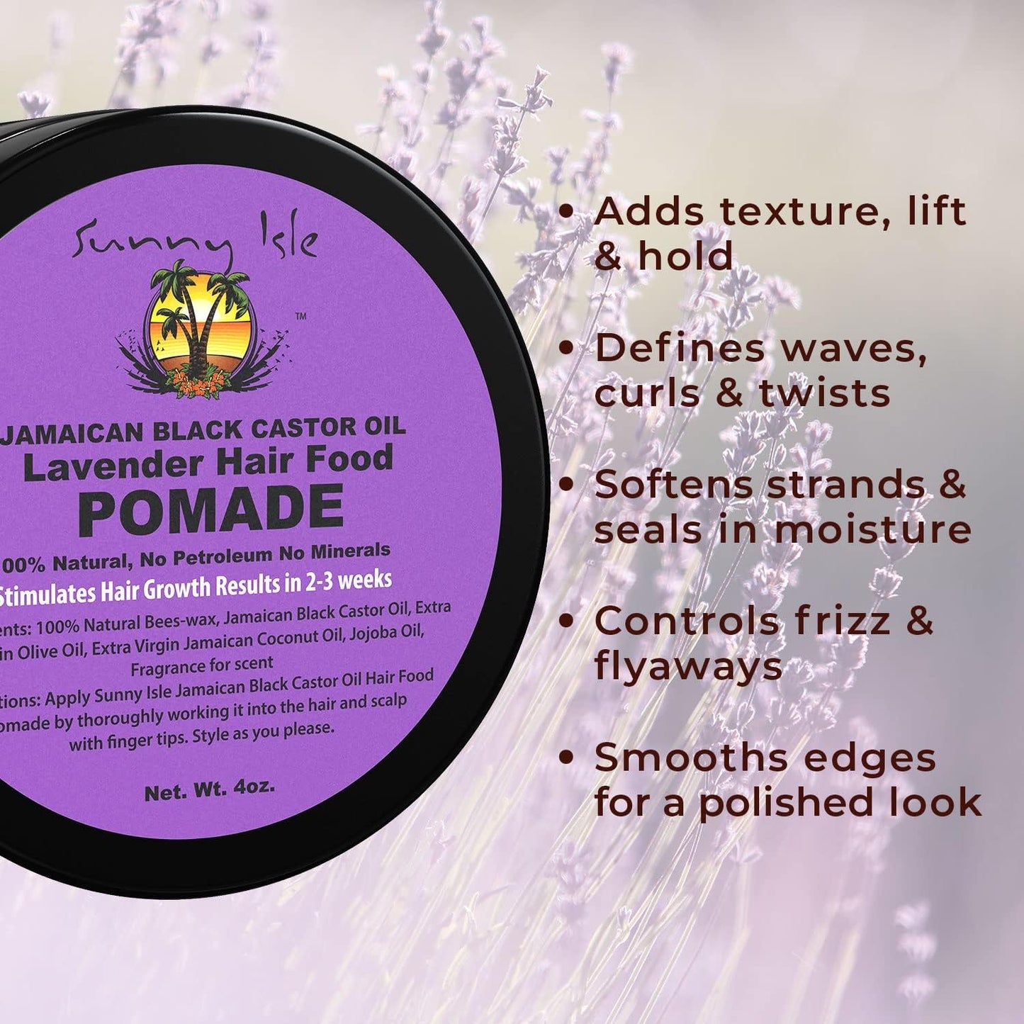 Sunny Isle Lavender Jamaican Black Castor Oil Hair Pomade 4oz (Pack of 2)