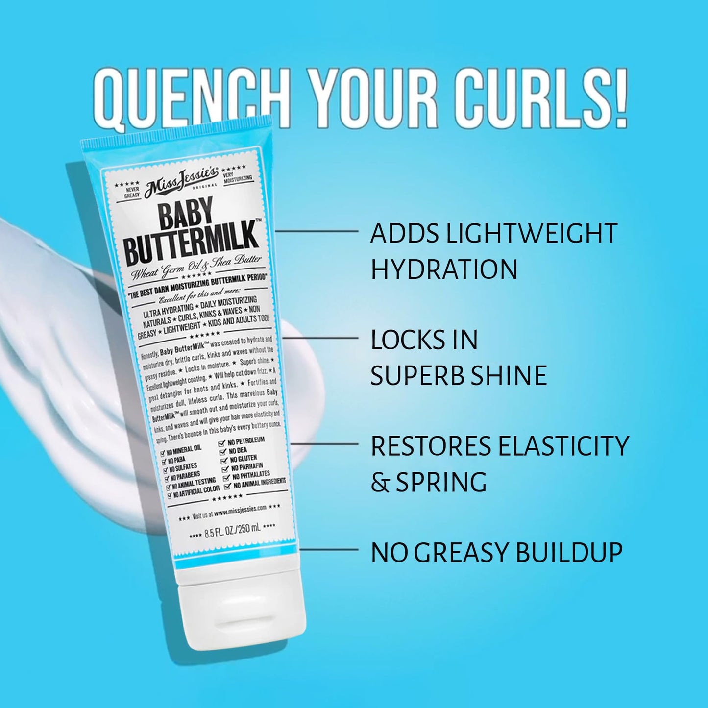 Miss Jessie's Baby Buttermilk 8.5 oz Cream: Unisex, Hydrating, Lightweight Moisturizer for Dry Skin