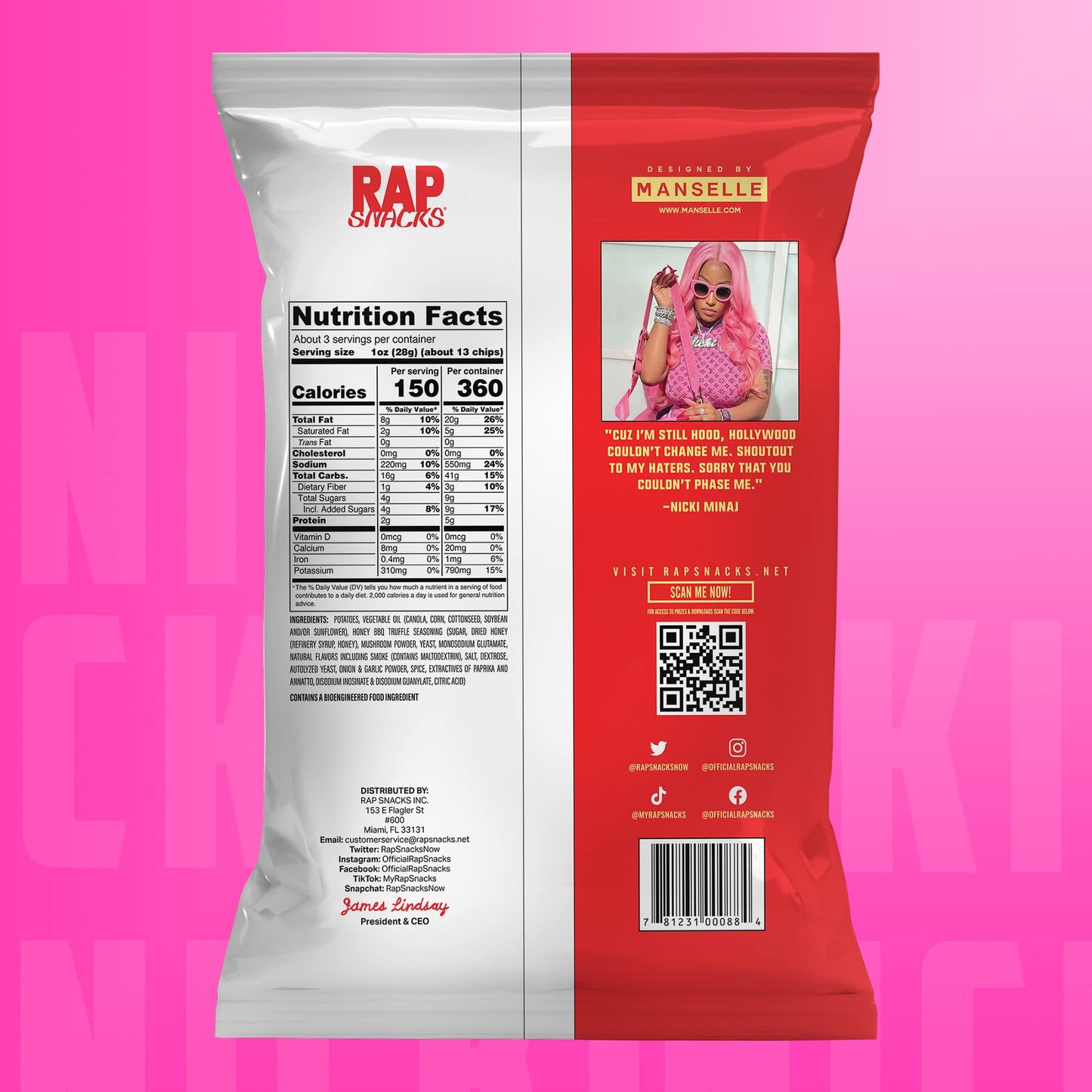 Rap Snacks Nicki Minaj Bar-B-Quin' with my Honey Truffle Potato Chips 2.5 Oz Bags - Pack of 12