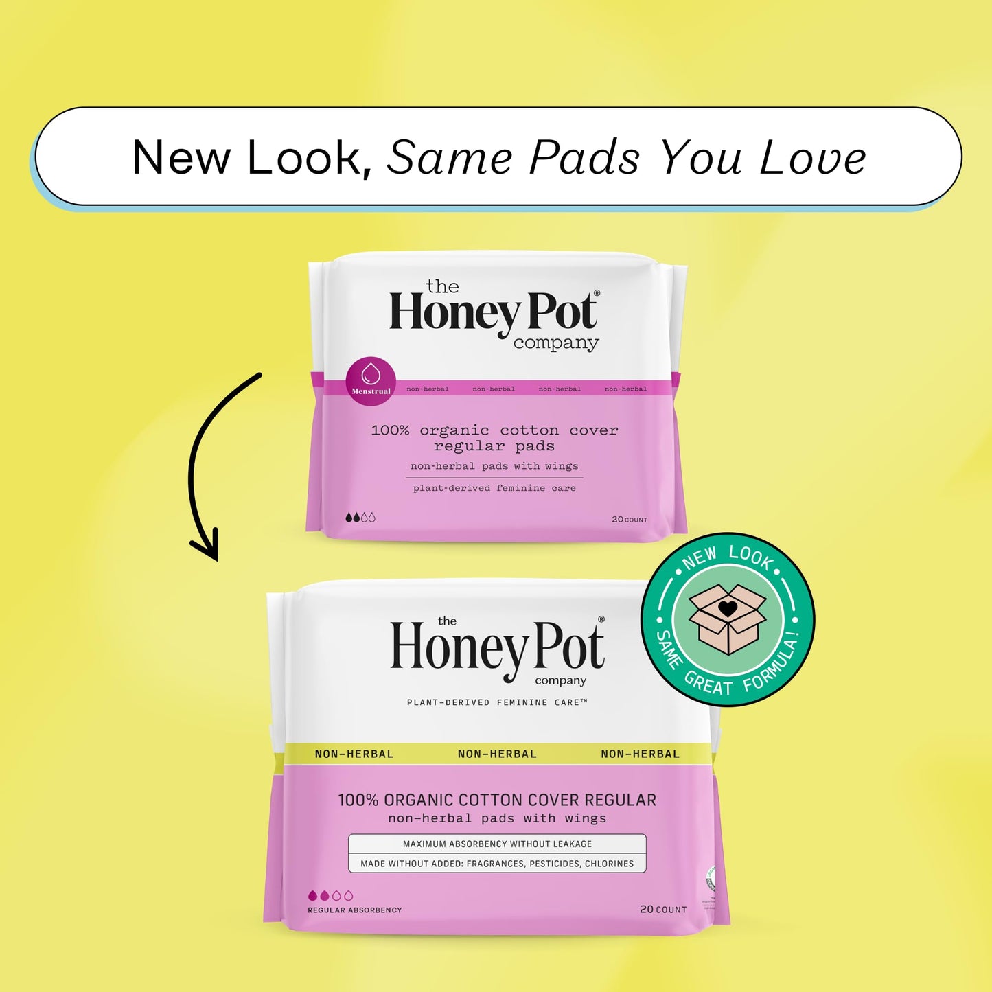 The Honey Pot Company - 80 ct - Pads for Women - Non-Herbal Regular Flow w/Wings - Organic Cotton Cover & Ultra-Absorbent Pulp Core - Sanitary Pads for Women - Feminine Care - FSA & HSA Eligible
