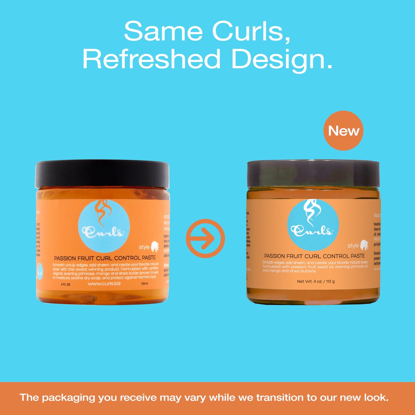 Curls Passion Fruit Control Paste - For Edges and Frizzy Hair - For All Types - 4 Fl Oz