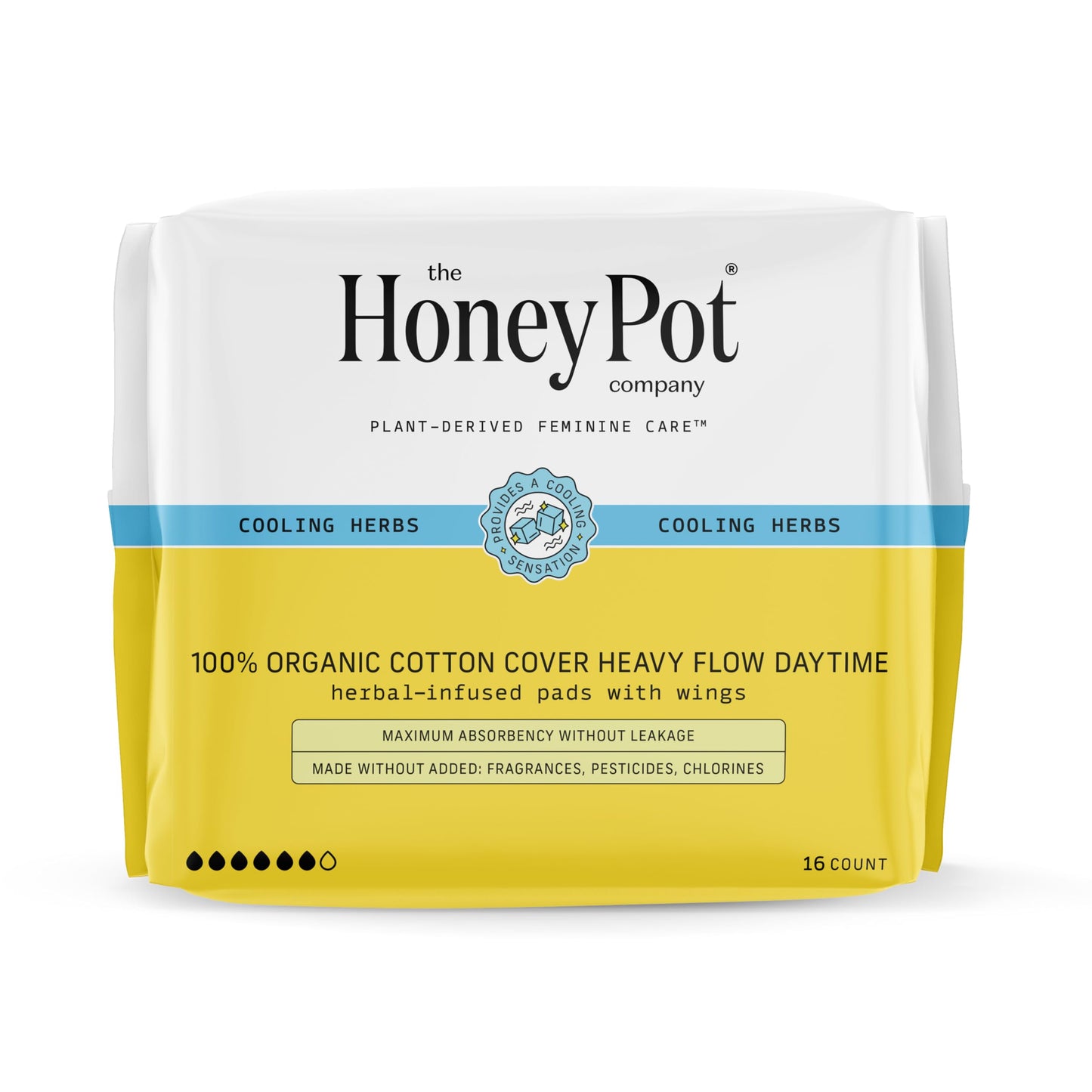 The Honey Pot Company - Heavy Daytime & Liners Bundle - Herbal Pads Insused w/Essential Oils for Cooling Effect & Organic Cotton Cover - Feminine Care - Sanitary Pads for Women - FSA & HSA Eligible