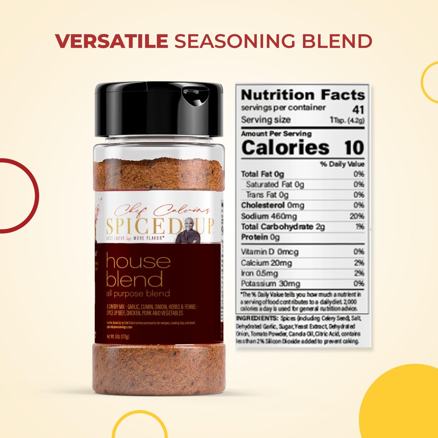 Spiced Up by Chef Calvin - All Purpose Seasoning with Natural Herbs & Spices 6 oz/170 g- Savory Chef's Blend for Meat & Veggies - Versatile & Complete Seasoning - Spices & Seasonings for Cooking