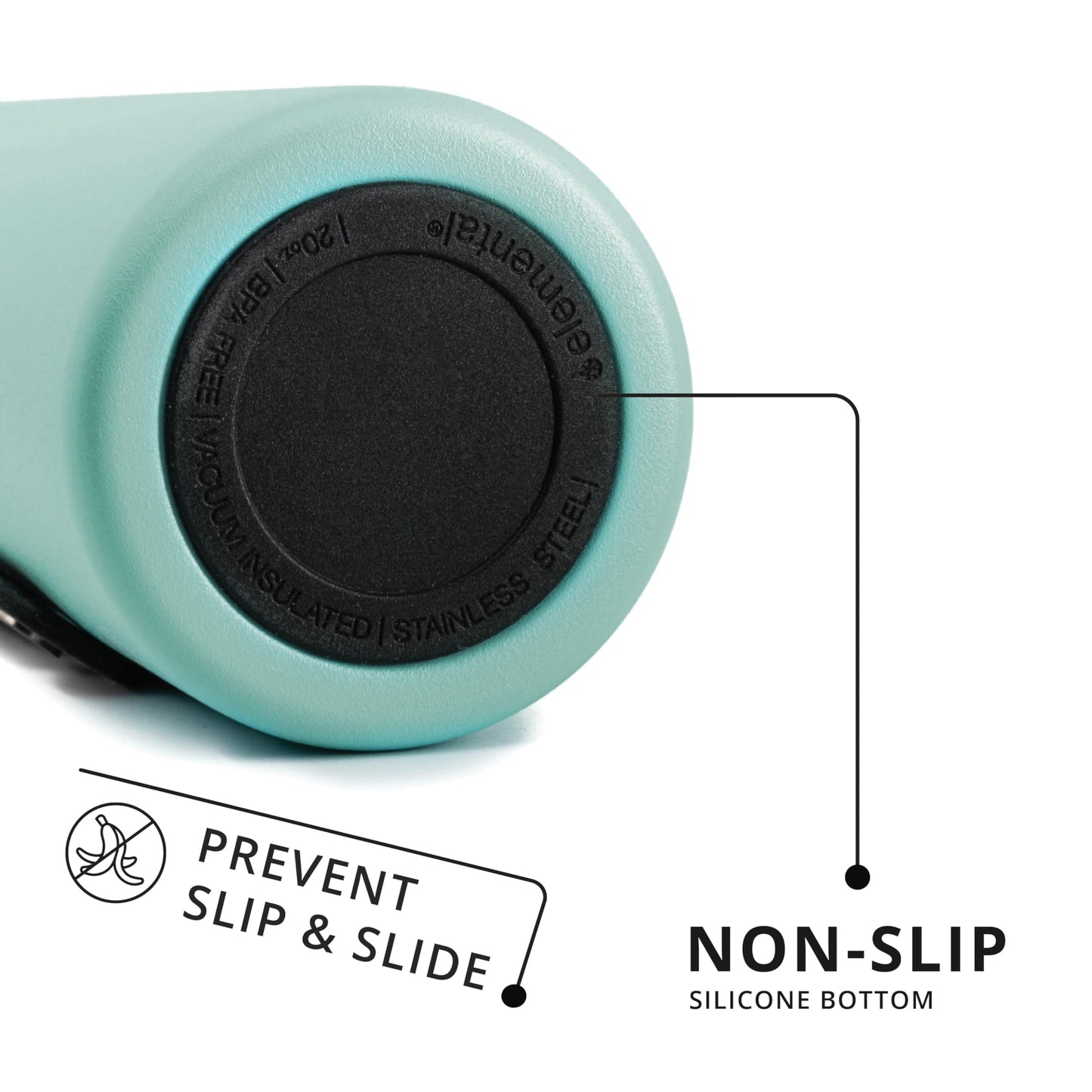 Elemental Iconic Stainless Steel Water Bottle with Straw - 20 oz Leak Proof Triple Wall Insulated Water Bottles for Travel and Sports - Reusable Gym Water Bottle with 2 Straws - Robin’s Egg