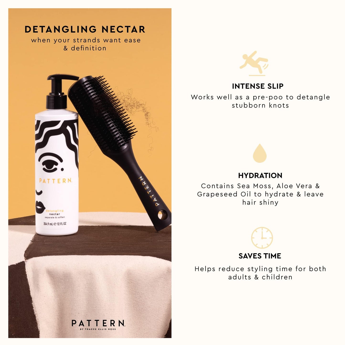 PATTERN Beauty by Tracee Ellis Ross Detangling Nectar w Sea Moss for Curly Hair 3a-4c, Great for Knots, Tangles and Matting, 12 fl oz