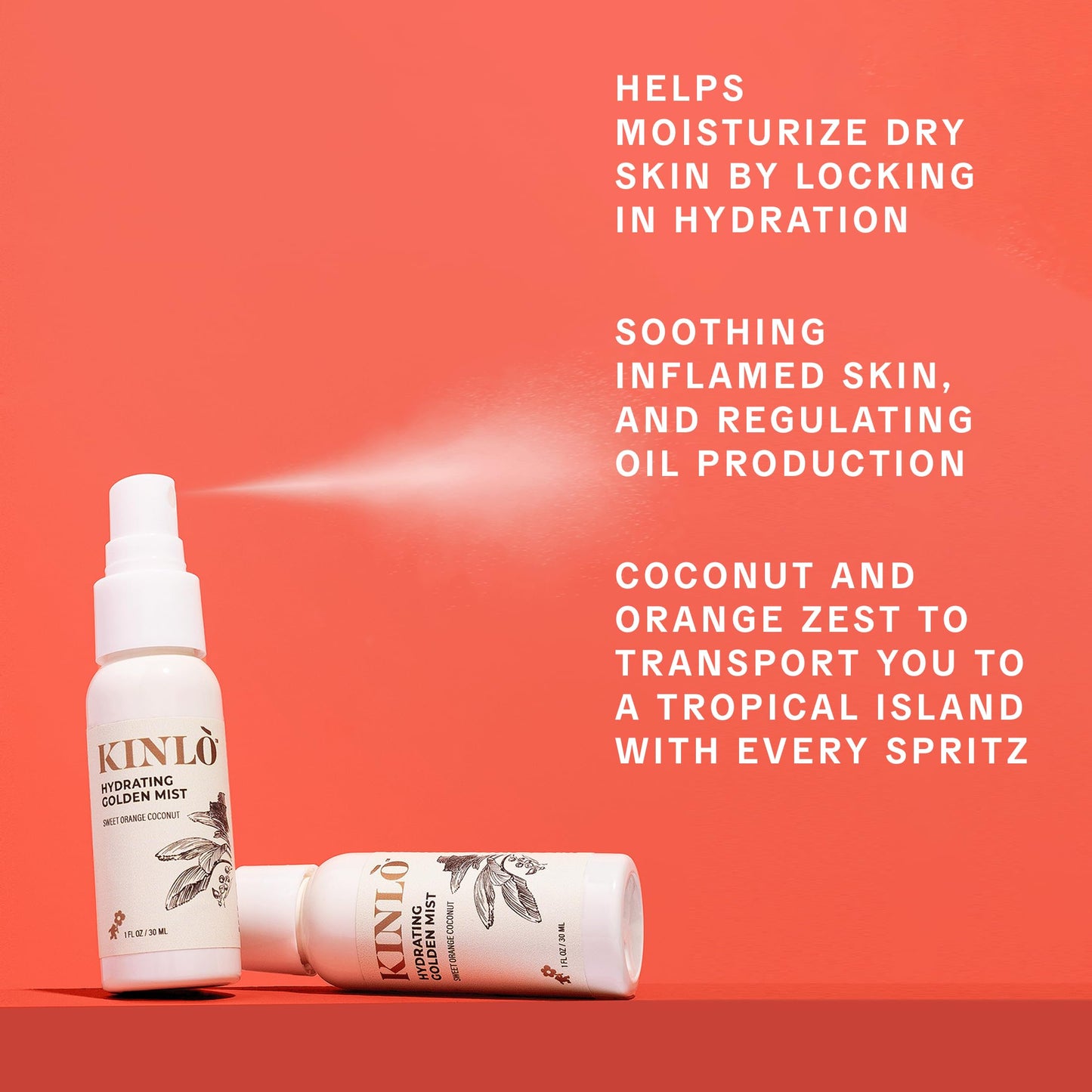 Kinlo Hydrating Golden Mist, 1 fl oz | Face Mist with Coconut Water, Aloe, Witch Hazel, Calendula | Facial Spray Mist Hydrating Toner Mist | Black Owned Skincare 1 fl oz