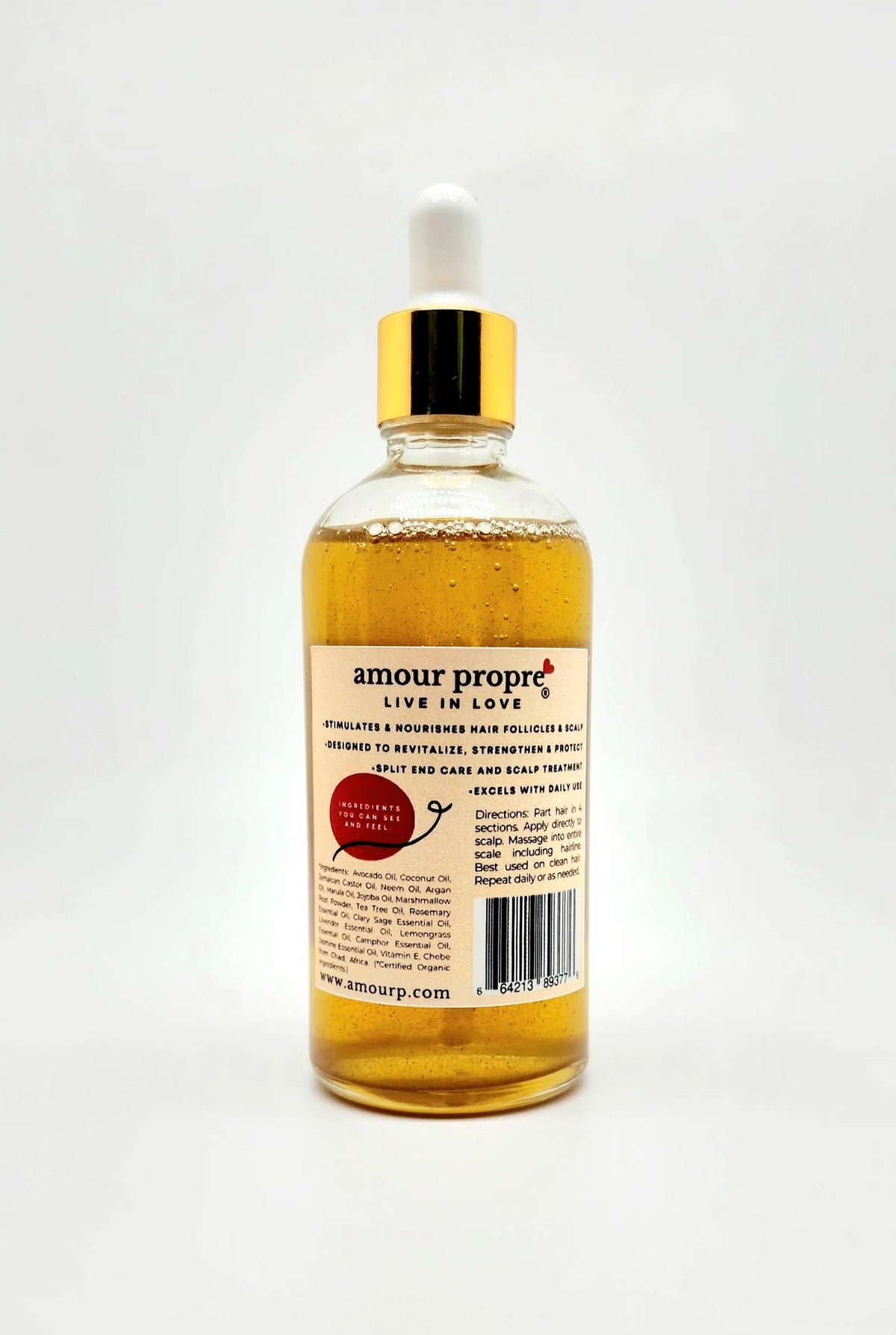 Hair Growth Oil by Amour Propre® 7 Oil Blend Scalp & Hair Treatment Oil to Strengthen & Lengthen Curls – with Avocado Oil, Jamaican Castor Oil, Argan Oil, Jojoba Oil
