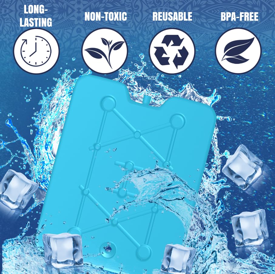 (2 pack) 13” x 10” Ice Packs for Coolers (2 lbs), Slim Ice Packs, Blue Ice Packs for Coolers, Reusable Ice Packs, Freezer Packs for Coolers, Cold Packs Reusable, Cooler Freezer Ice Packs, Ready to Use