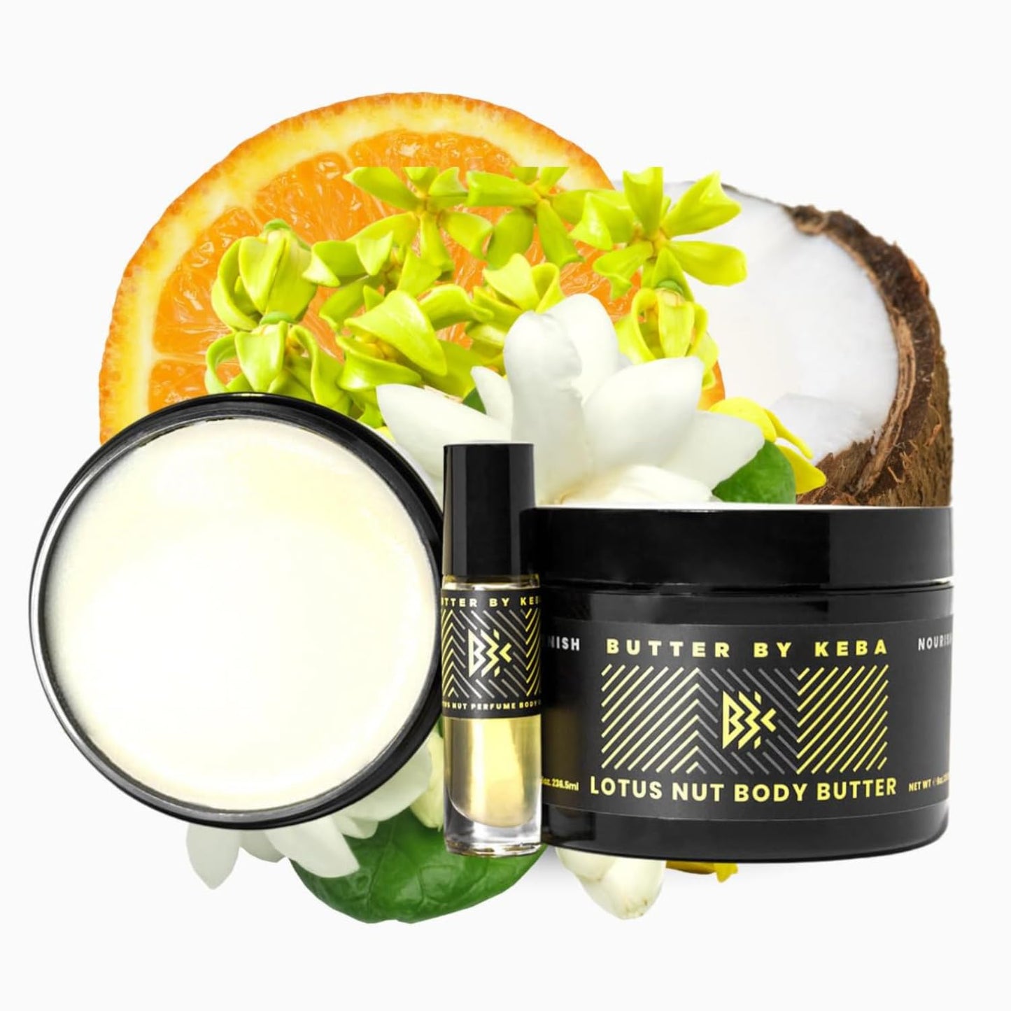 Butter By Keba Lotus Nut Large Luxury Body Care Bundle Exotic Jasmine Coconut and Sweet Orange