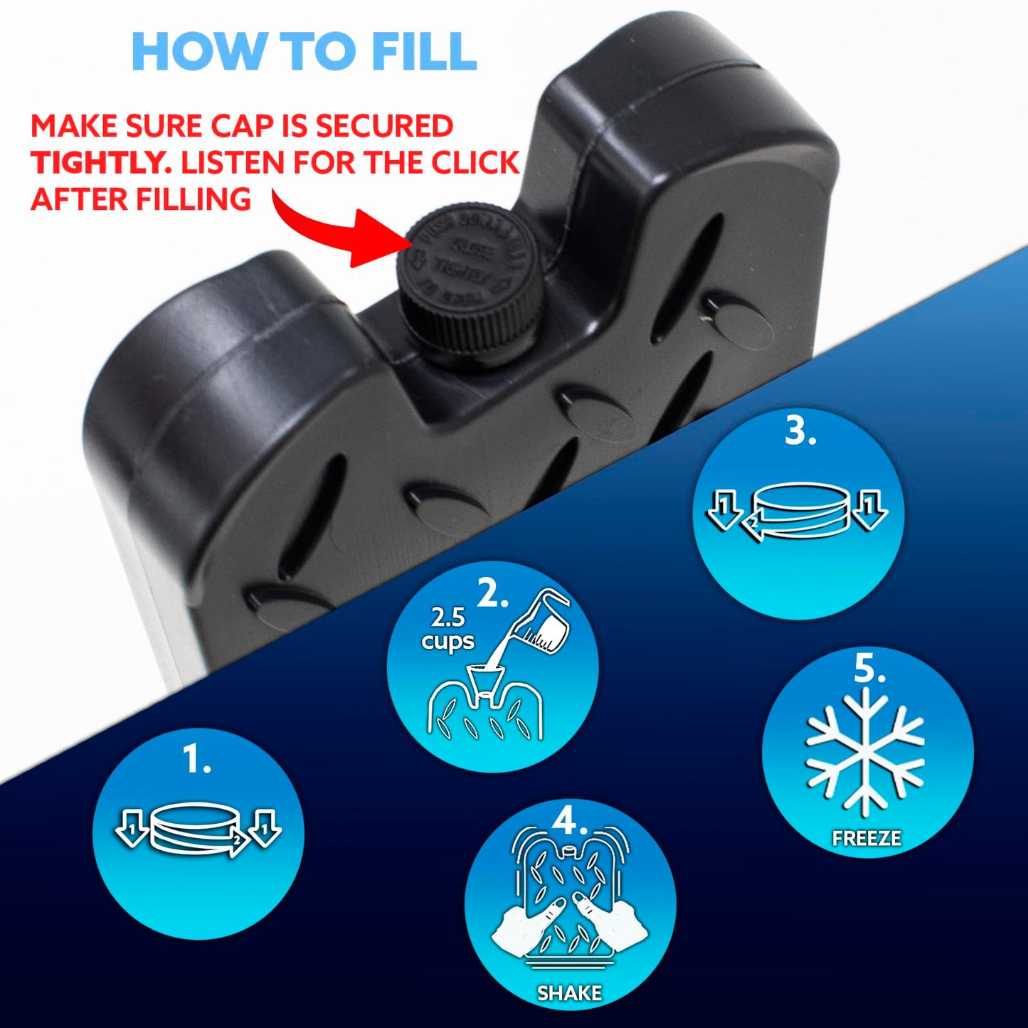 Kona Black Ice 2 Pound Ice Packs for Coolers - Long Lasting Design - Refreezable Reusable Cooler Ice Pack (2)