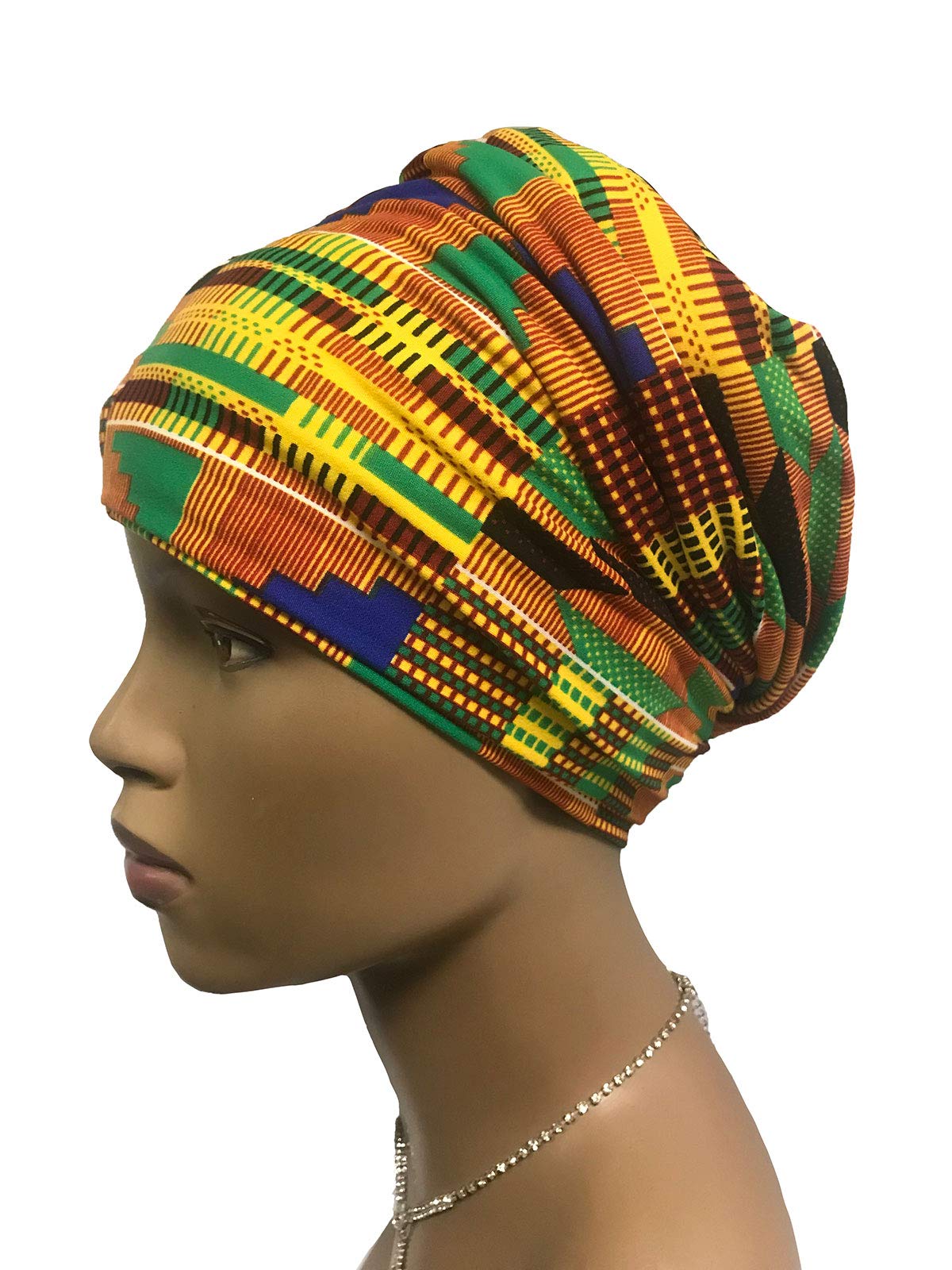Fairy Black Mother Super Duper Long Dreadlocks Braids Wrap Cap (Yellow Kente)