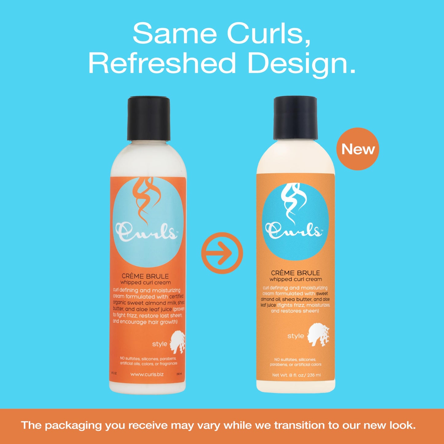 Curls Crème Brule Whipped Sculpting Cream - Dry, Wavy, Curly, and Textured Hair - Fights Frizz and Defines Refresh and Rehydrate, 8oz