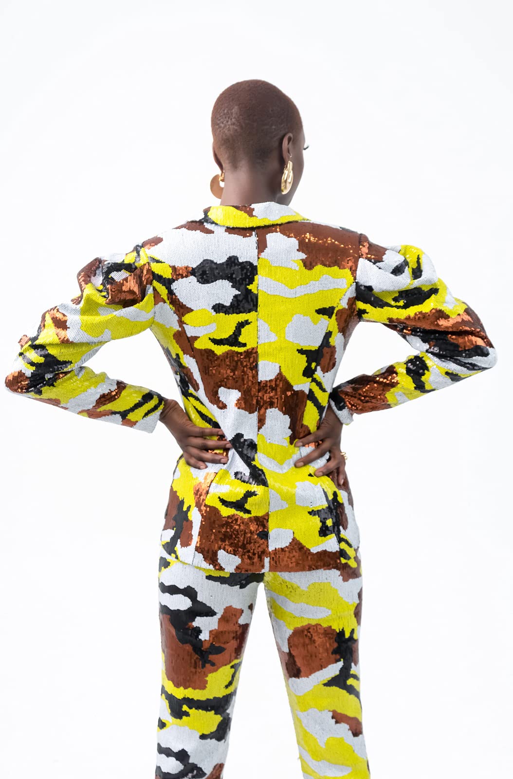 Pantora Women's Selena Sequin Blazer, Camo Print, Small