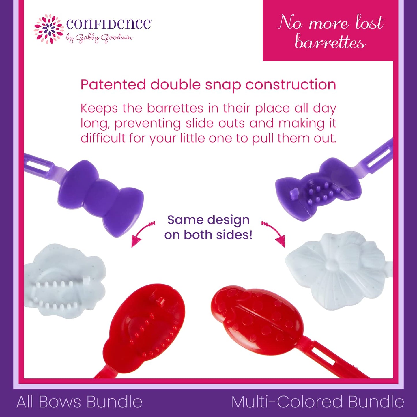 Confidence by GaBBY Goodwin - All GaBBY Bows Bundle - Non-Slip Barrettes – Bows that Stay in Place and Don't Slide Out – Double Sided Snap – 150 Pack – 15 Colors