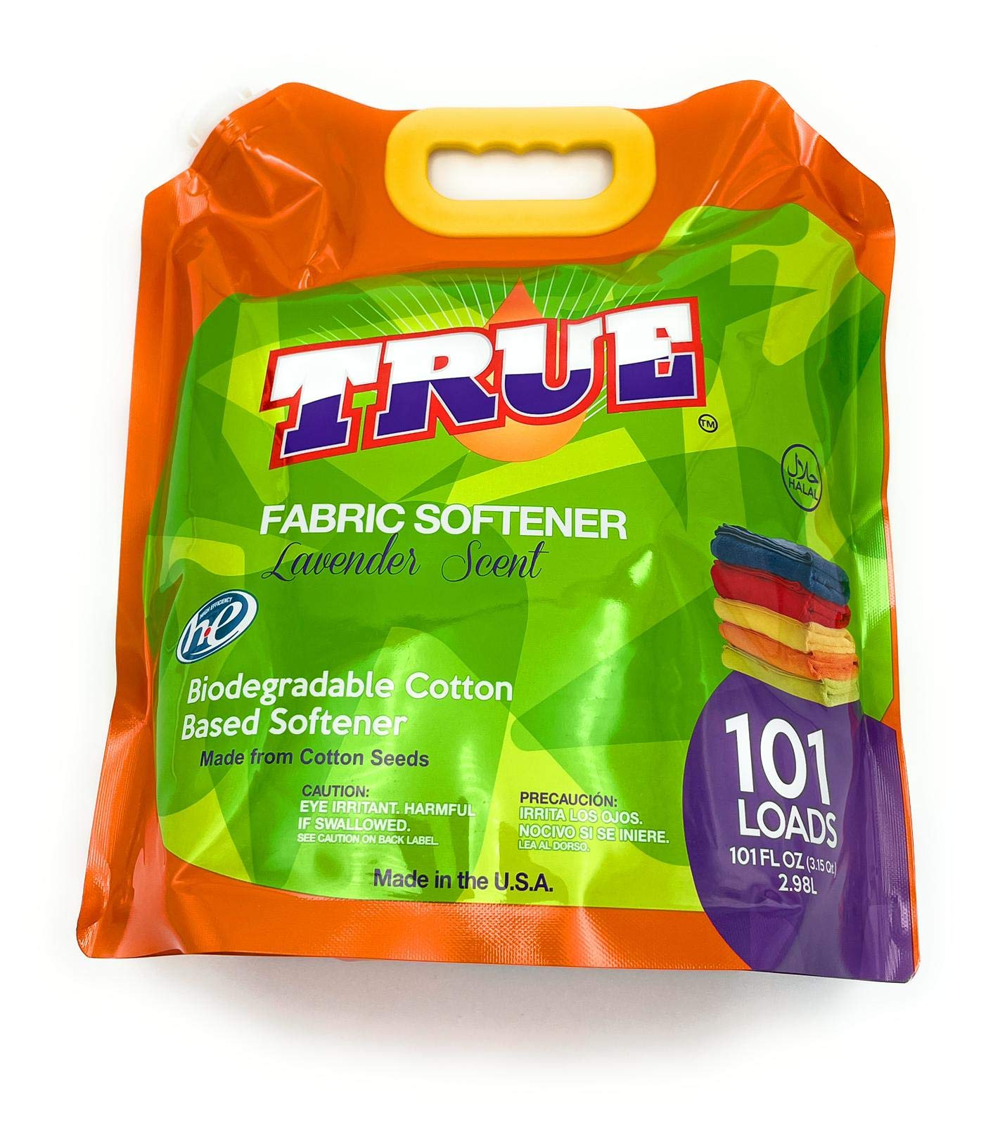 True Detergent Plant Based Fabric Softener - 101 Total Loads - Fabric Softener for Sensitive Skin - Made from Cotton Seeds - Concentrated Formula - Made in USA & Halal - Lavender Scent, 101 Fl oz