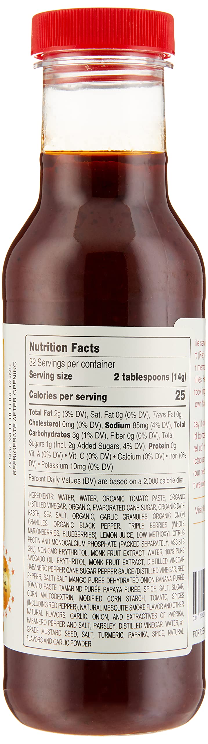 Que Queen’s Jammin’ Reduced Sugar BBQ Sauce – Habanero Flavor, 1 Pack Bottle - 16 OZ each