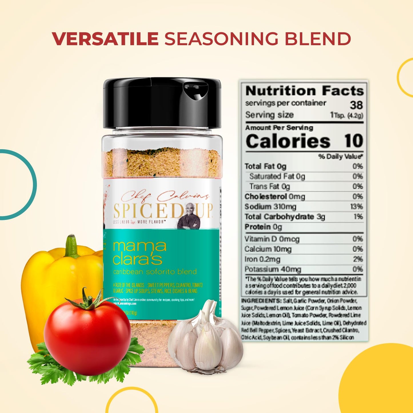 Spiced Up by Chef Calvin - Mama Clara's Caribbean Sofrito Seasoning Blend 6 oz/170 g - All Purpose Seasoning - Complete Mix of Spices and Seasonings for Cooking Soups, Stews and Rice Dishes