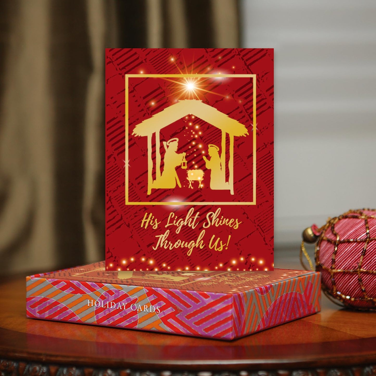 Shades of Color His Light Shines Through Us African American Christmas Cards 5 x 6.75 inches, 15 Cards and Envelopes (X23-174)