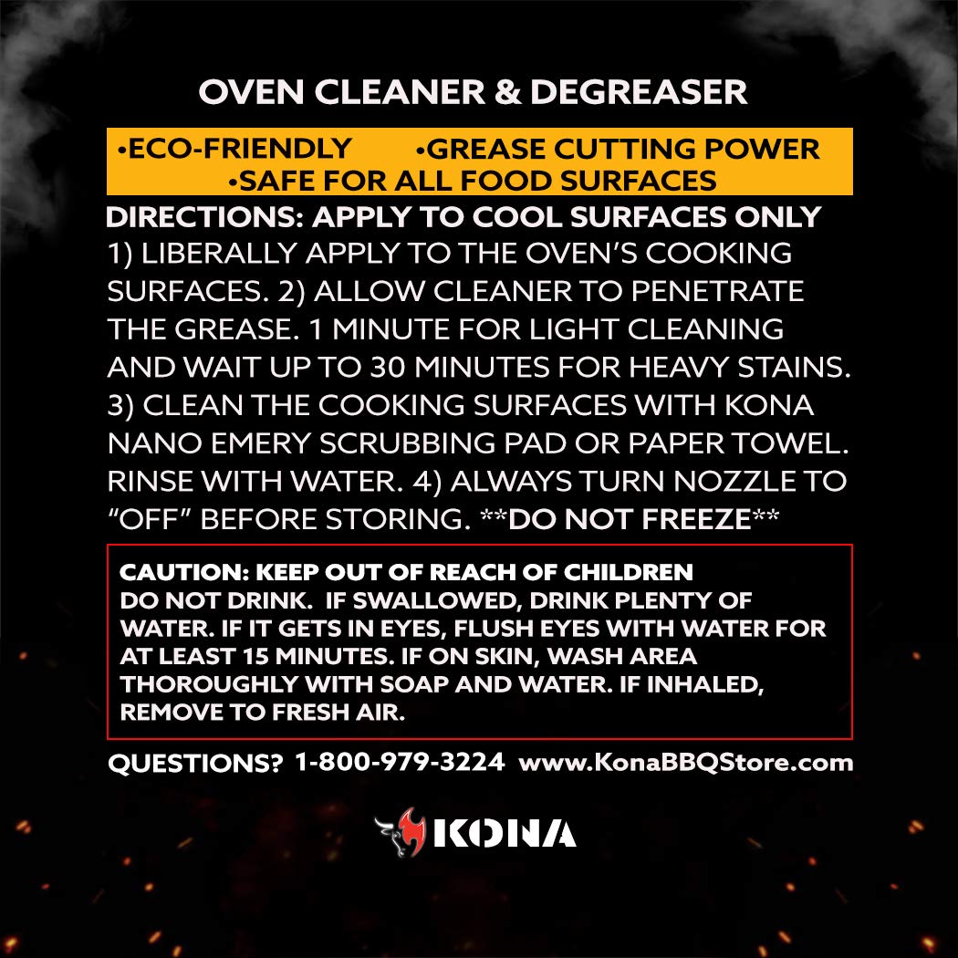 Kona Oven Cleaner Heavy Duty - Powerful Fume Free Oven Cleaner & Stove Top Cleaner Degreaser- Gas Stove Cleaner - Break Up Grime - Oven Grill Cleaner - 23oz Spray Bottle