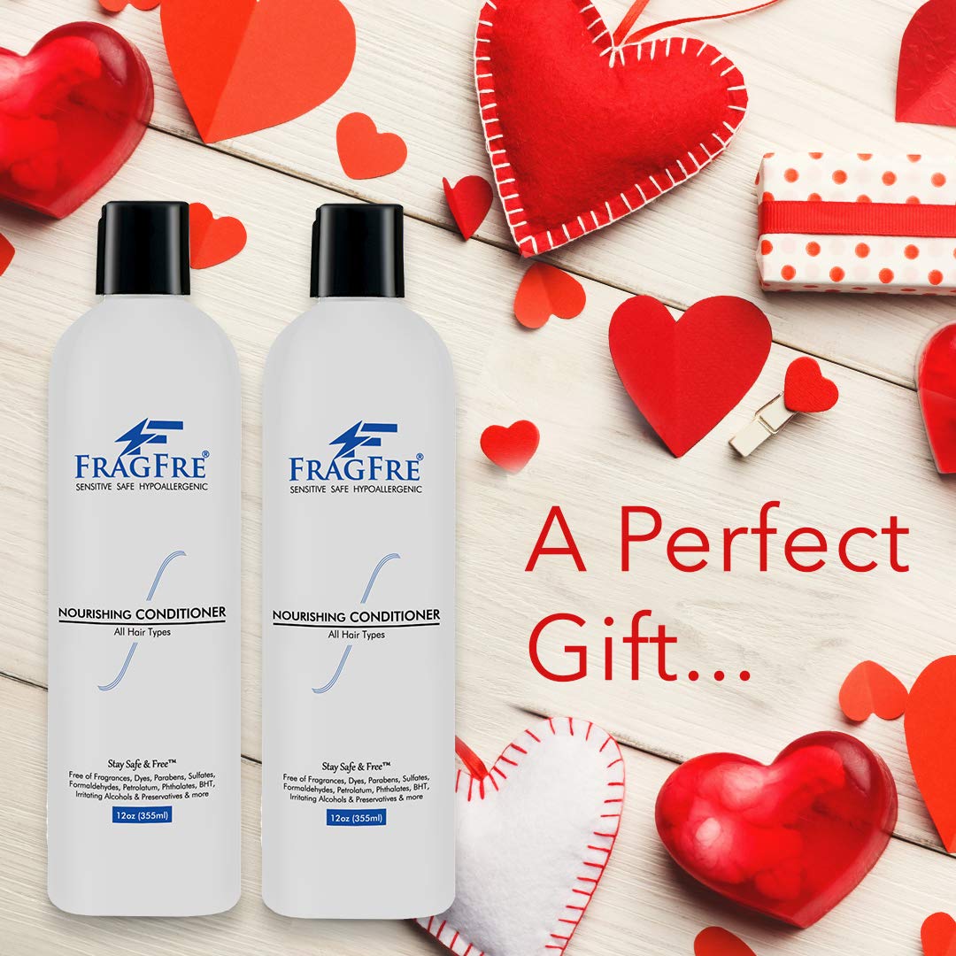 FRAGFRE Fragrance Free Conditioner 12 oz (2-Pack Gift Set) - Parabens Free Hypoallergenic - Hair Conditioner for Sensitive Skin - Deep Conditioning for Normal Treated and Fragile Hairs - Vegan GF/CF