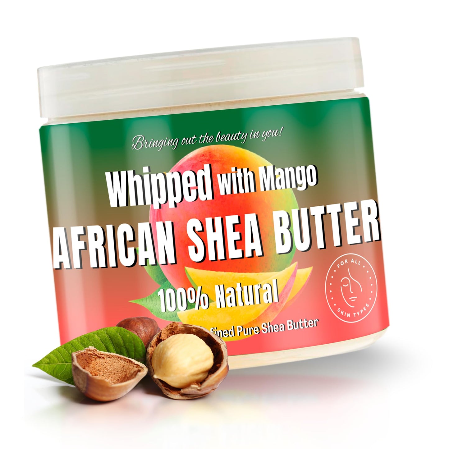 RA COSMETICS Whipped Shea Butter Mango - 100% Pure and Natural African Shea Butter - Ultimate Handcrafted Moisturizer with Essential Vitamins for Radiant Skin and Luscious Hair - 12oz Jar