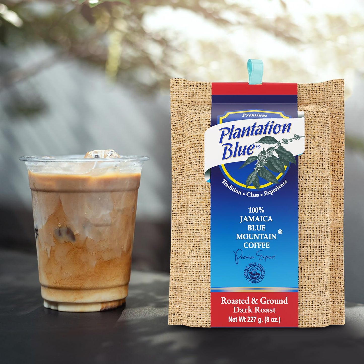 Plantation Blue 100% Blue Mountain Coffee, Dark Roast, Ground, Premium Jamaican Coffee, 8oz