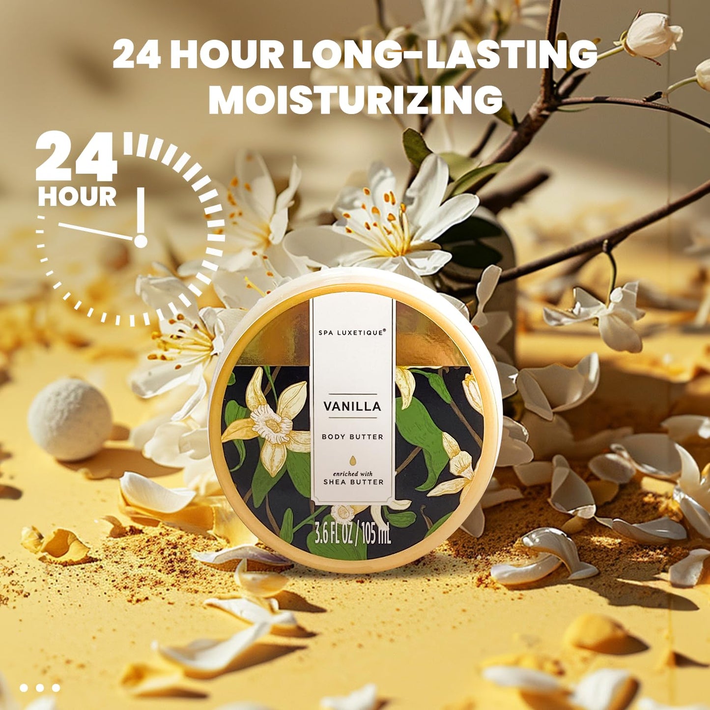 Princess Belle Vanilla Body Butter, Body Butter for Dry Skin, Shea Butter Body Lotion, Vanilla Scented Body Care for Deep Moisturizing and Softening