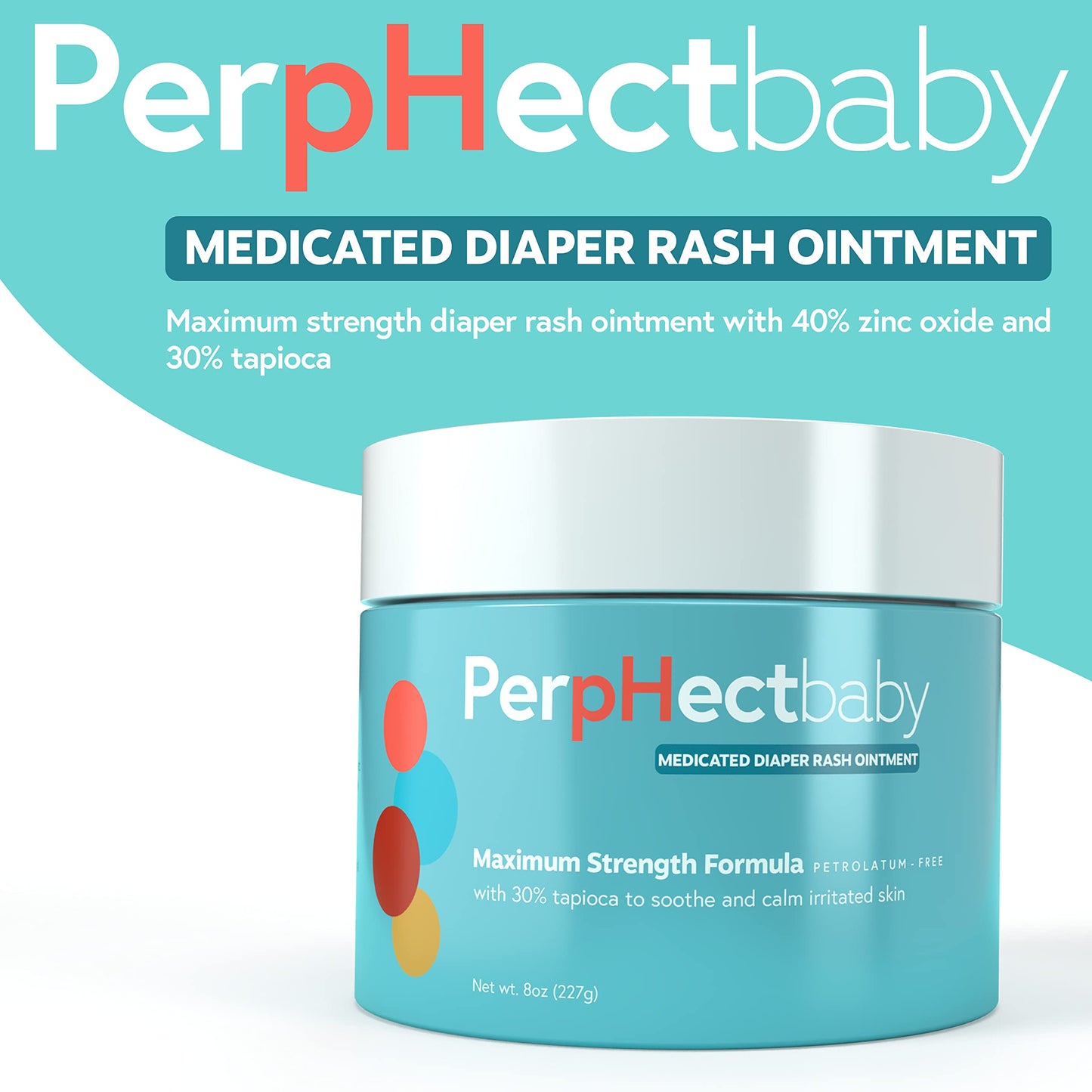 PerphectBaby Maximum Strength Medicated Diaper Rash Ointment with 40% Zinc Oxide. Rapid Relief Soothing and Prevention, Paraben & Dye Free. 8 Oz
