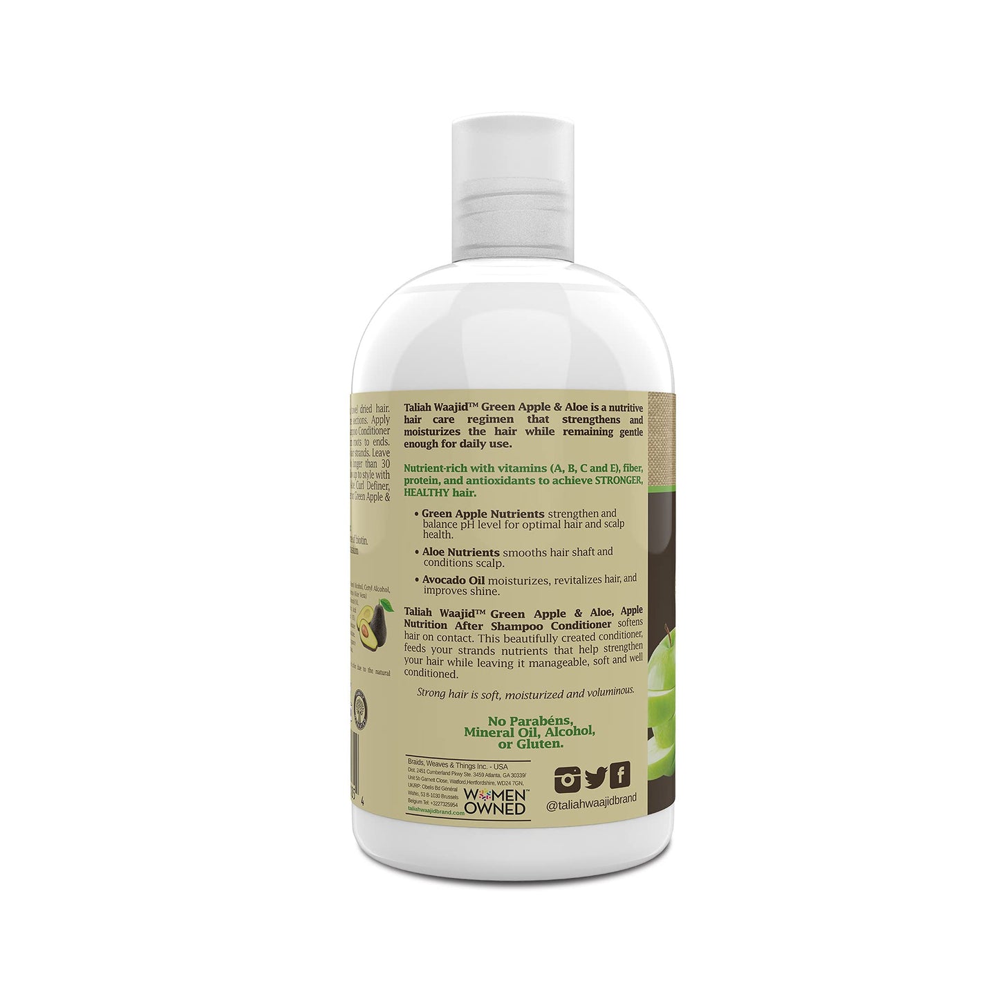 Taliah Waajid Green Apple and Aloe Nutrition After Shampoo Conditioner 12oz (V068)