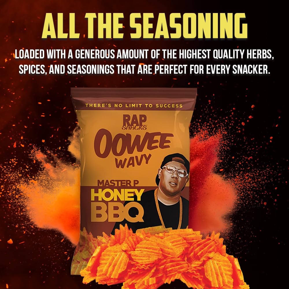 Rap Snacks Master P Honey BBQ Wavy Potato Chips 2.5 Oz Bags-Pack of 6