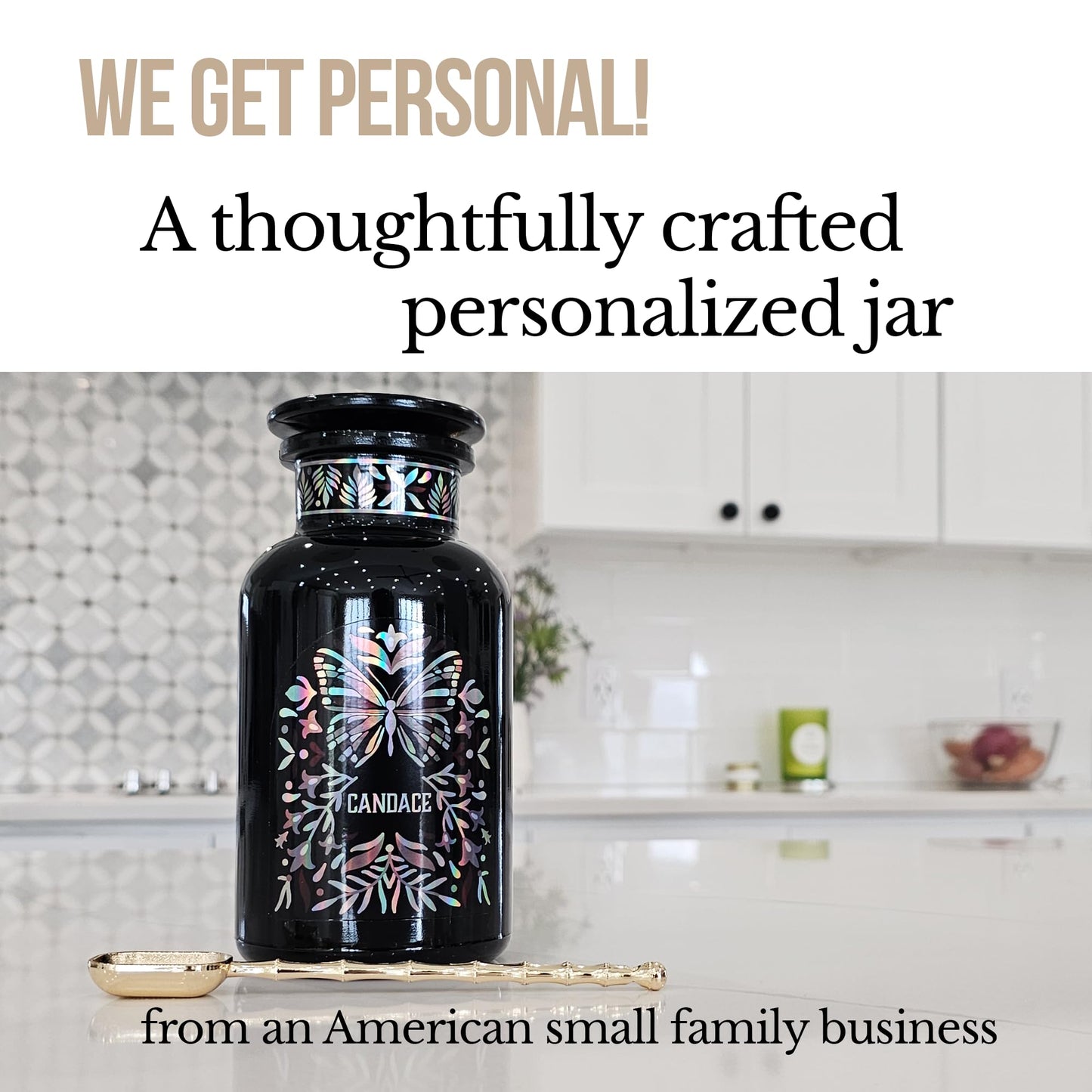 Artanis Home Custom Ultraviolet Glass Apothecary Jar, Smell-proof Airtight Glass Storage for Tea, Herbs, and Spices, with Lid and Spoon for Home Apothecary, 500 ml