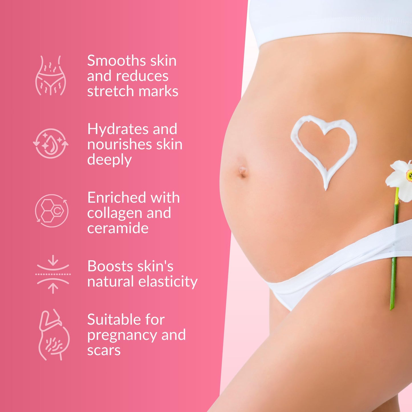 Nasola Stretch Mark Cream for Pregnancy, Eliminate and Prevent Deep Stretch Marks, Moisturizer Belly Cream for Pregnancy and Scars Removal With Enriched Collagen and Ceramide, 4.23 Oz