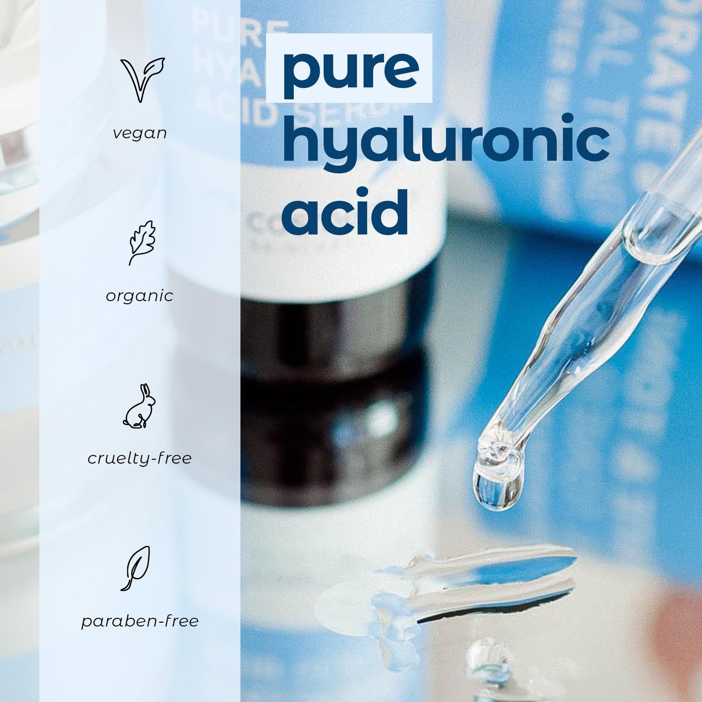Hyaluronic Acid Serum for Skin- 100% Pure-Anti-Aging Serum- Intense Hydration + Moisture, Non-greasy, Paraben-free-Best Hyaluronic Acid for Your Face (Pro Formula)
