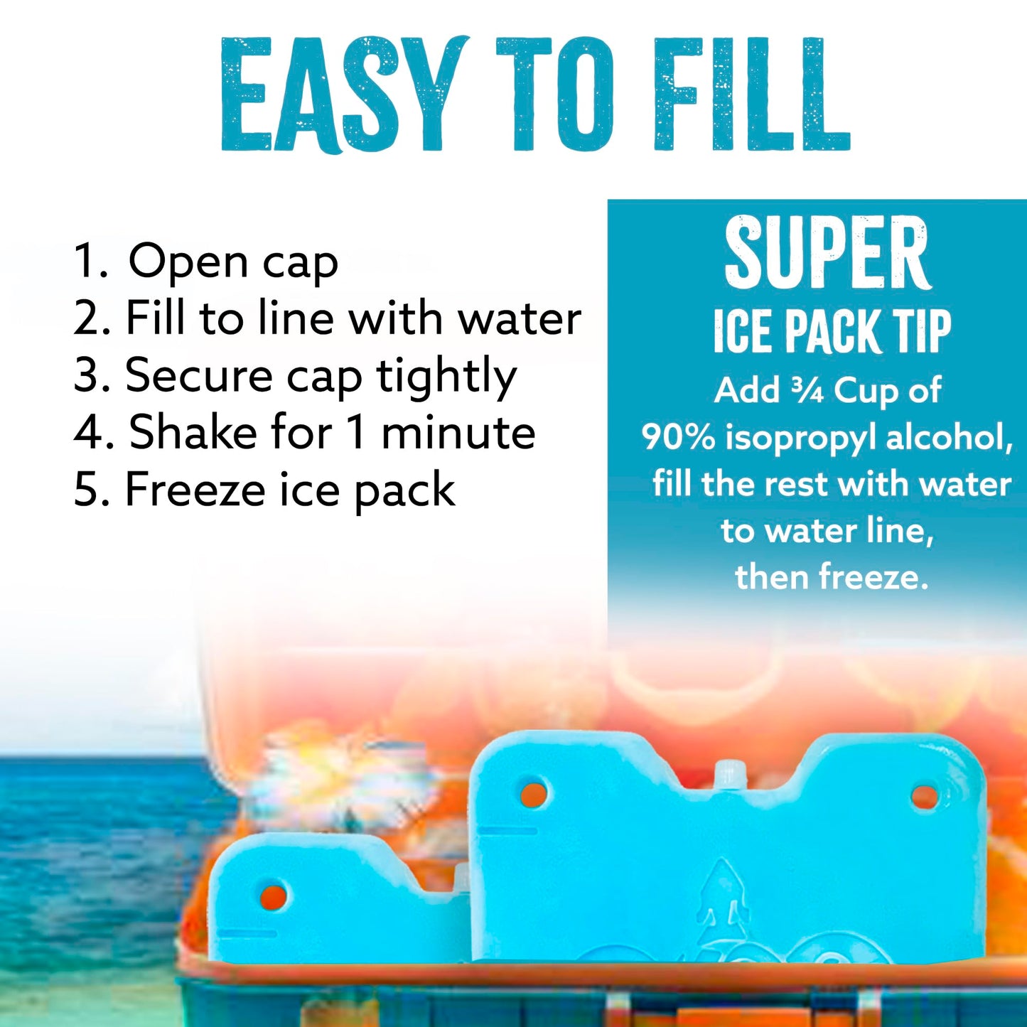 Kona Large Reusable Ice Packs for Coolers – Cooler Ice Packs with Turtle Design for Long-Lasting Cold, Freezer Packs, Ice Packs Cooler – Ideal for Camping, Travel, and Lunchboxes (Set of 2)