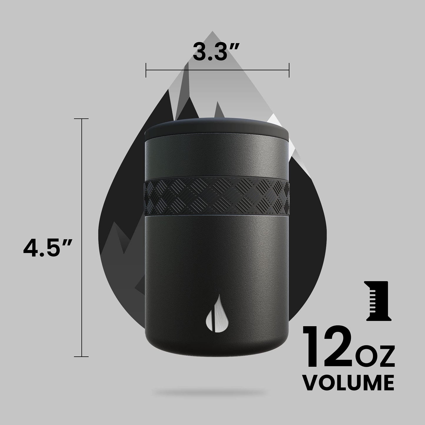 Elemental Insulated Can Cooler, Triple Wall Stainless Steel Can Cooler Insulator - Drink Cooler Cup for 12oz Regular Beer, Soda, Sparkling Water - Black