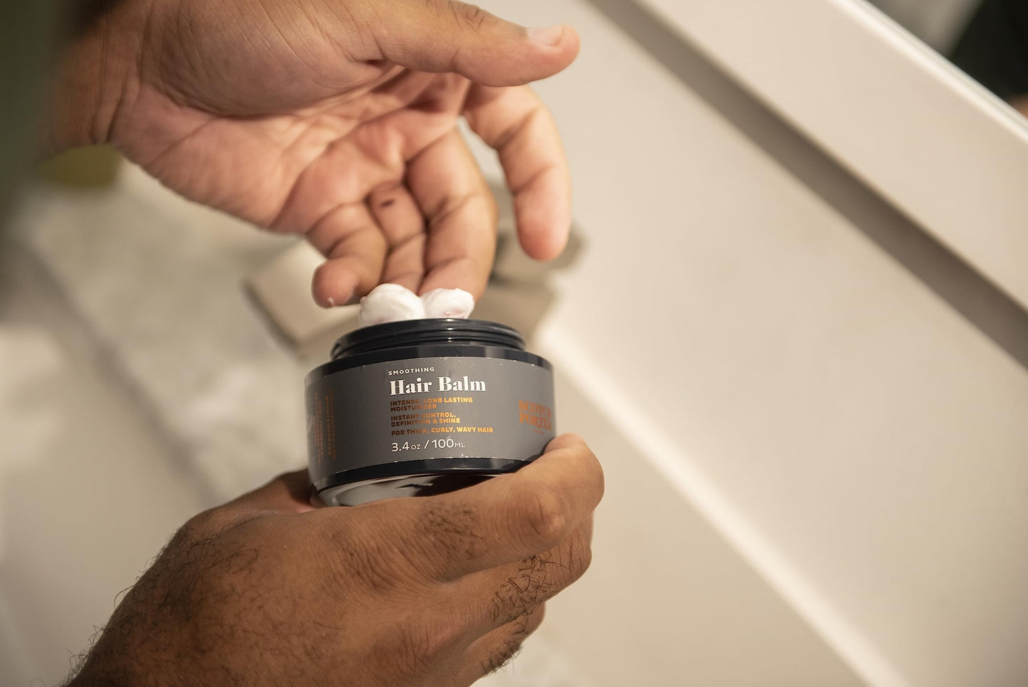 Scotch Porter Curls & Waves Smoothing Hair Balm for Men | Instantly Controls, Moisturizes, Defines & Adds Shine | Free of Parabens, Sulfates & Silicones | Vegan | 3.4oz